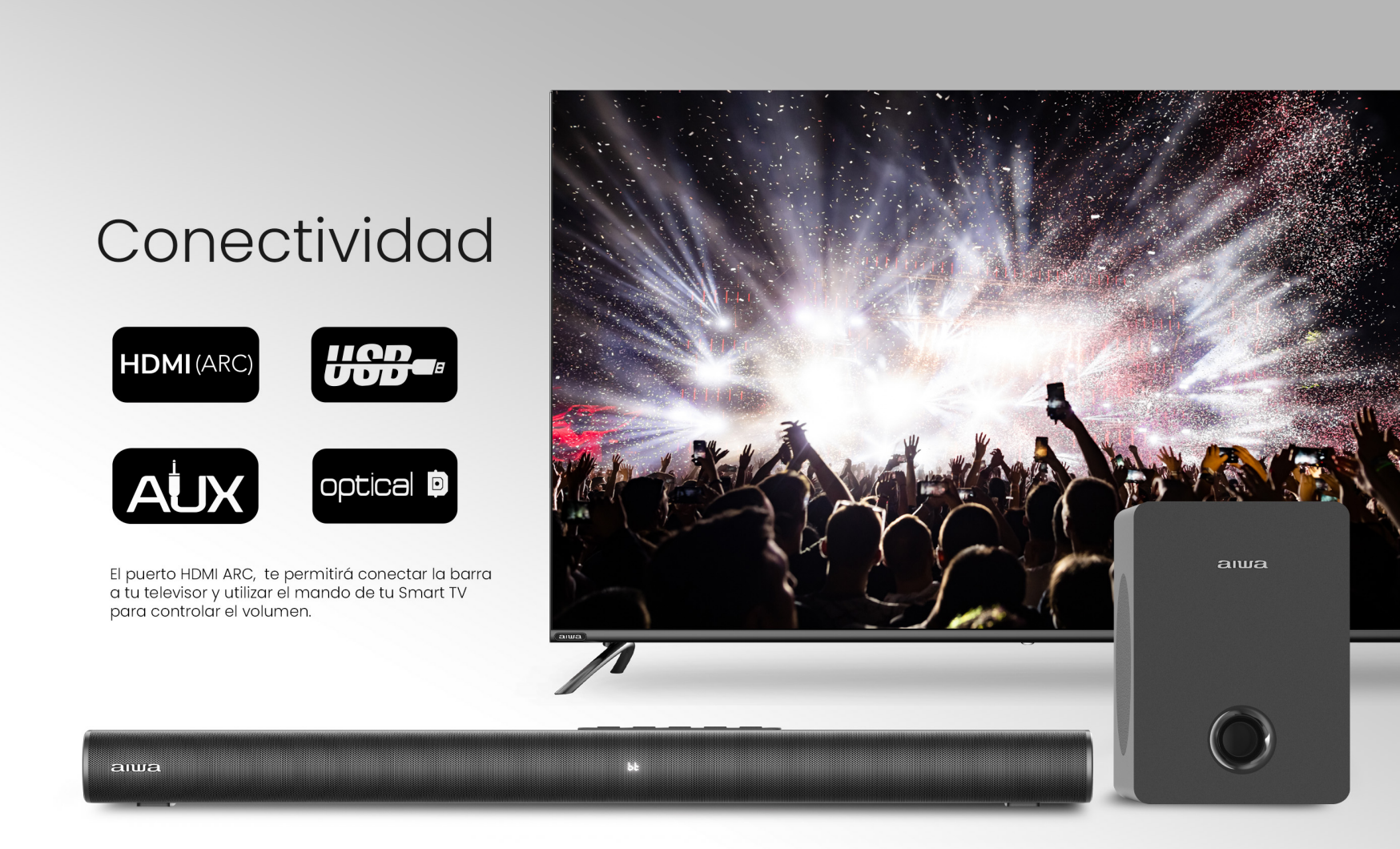 Home Theaters Soundbar Subwoofer Bluetooth Aiwa Aw-sbh16-2