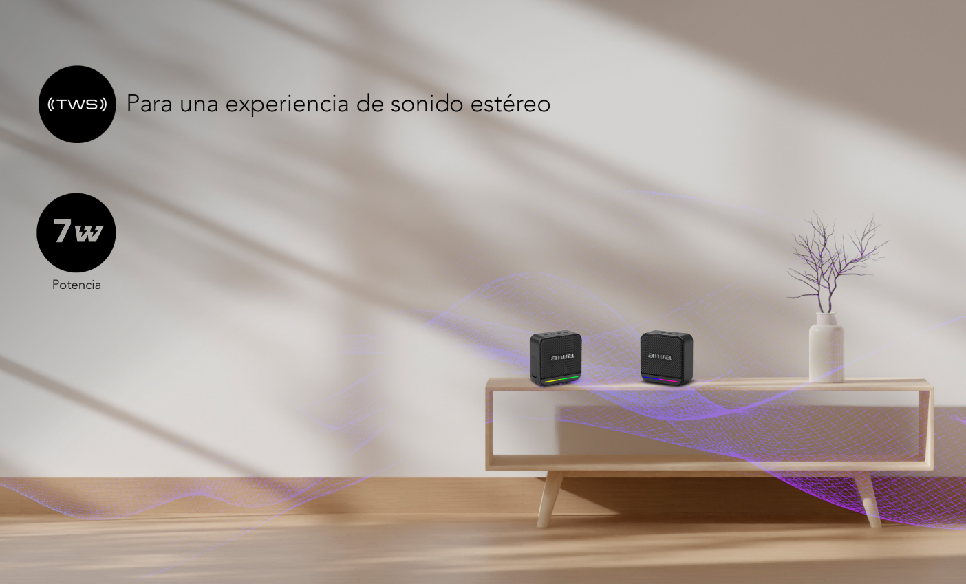 Parlante Bluetooth Portatil Funcion Tws 7w Con Radio Fm Awq3-6