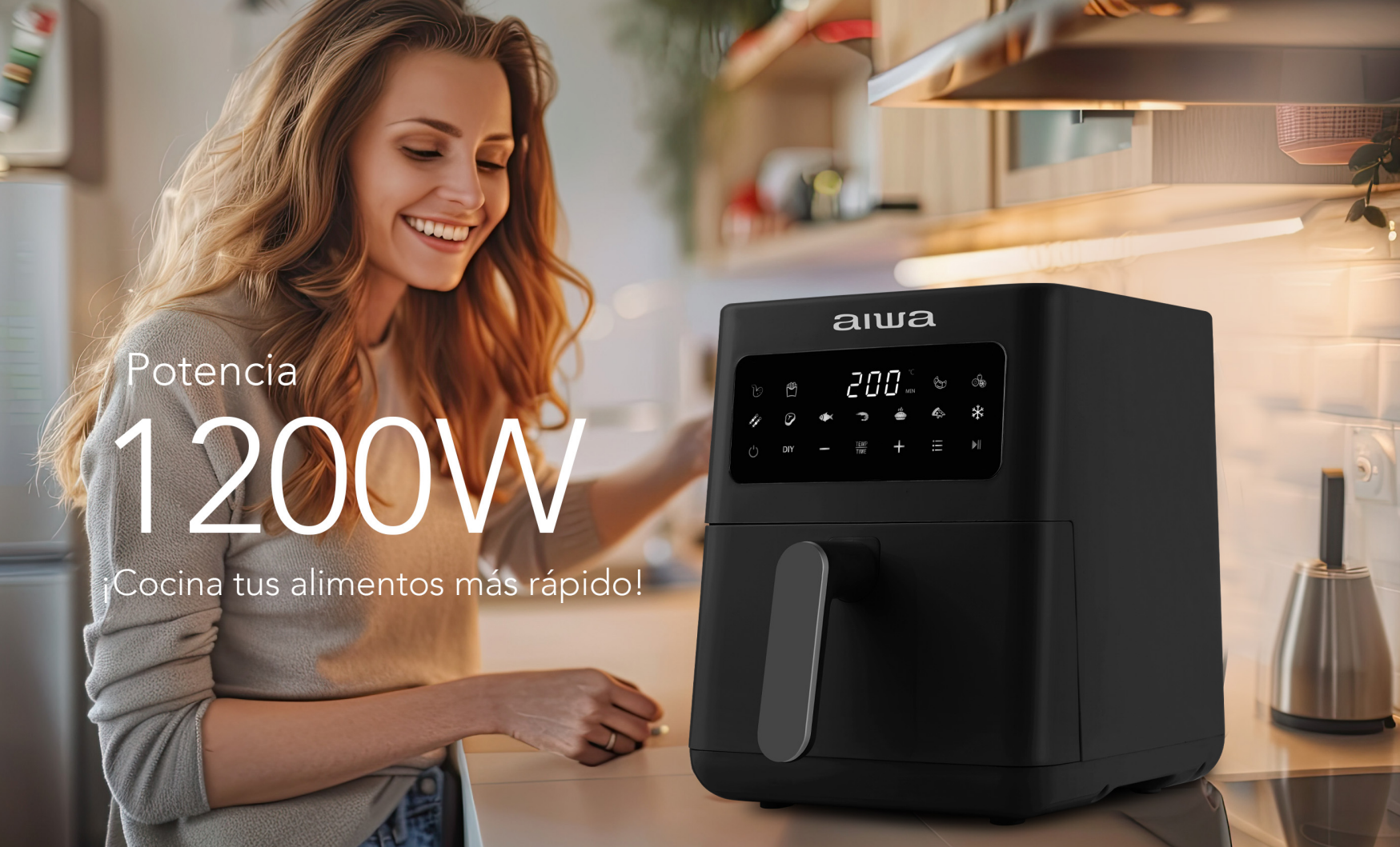 Freidora De Aire Digital Led 4.5 Litros Aiwa Aw-fk45 Negro-3