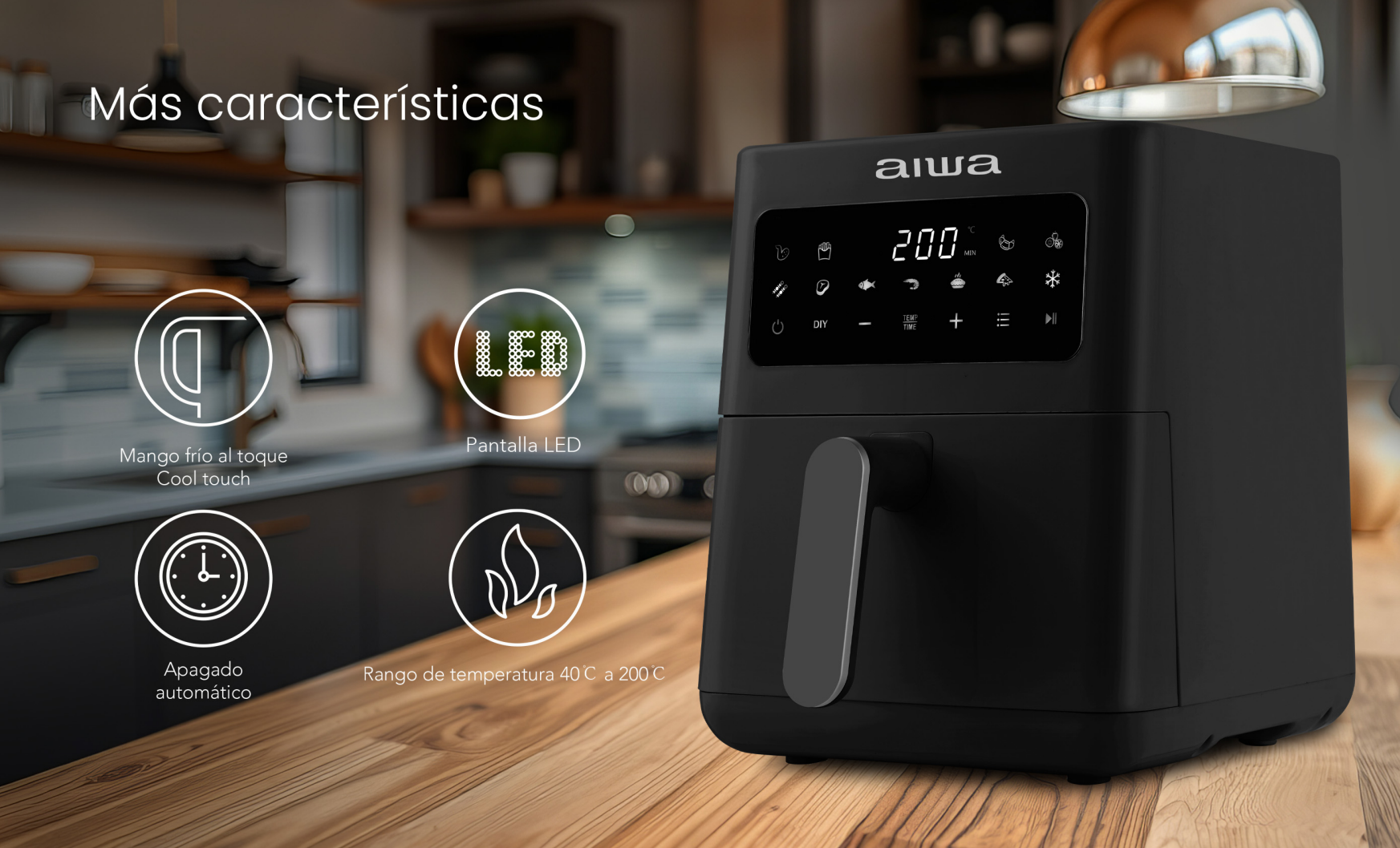 Freidora De Aire Digital Led 4.5 Litros Aiwa Aw-fk45 Negro-4