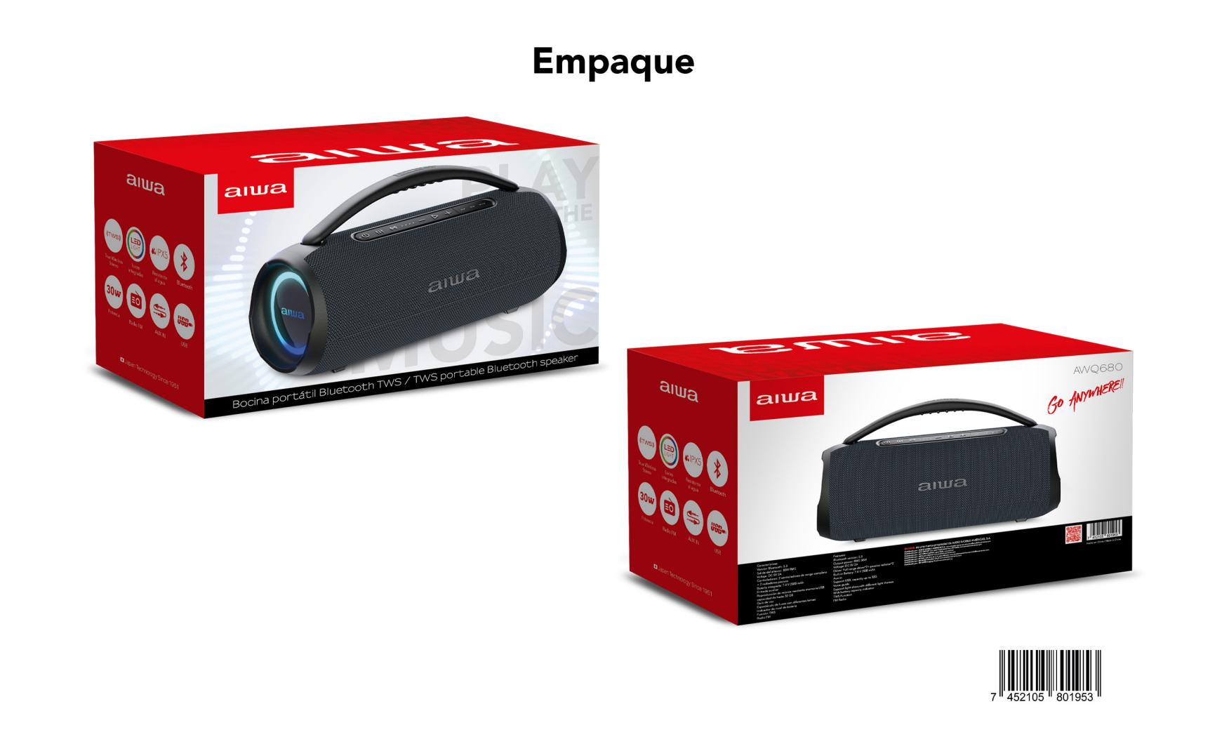 Parlante Portatil Bluetooth Aiwa 30w Tws Radio Fm-7