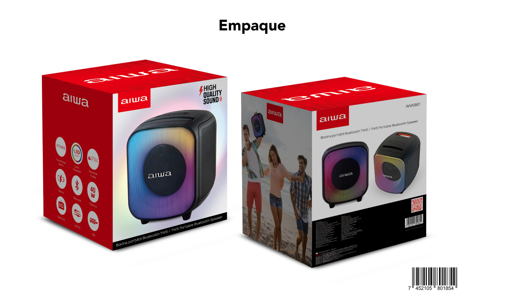 Parlante Bluetooth Aiwa Portatil 40w Con Funcion Tws Aw-b81-6