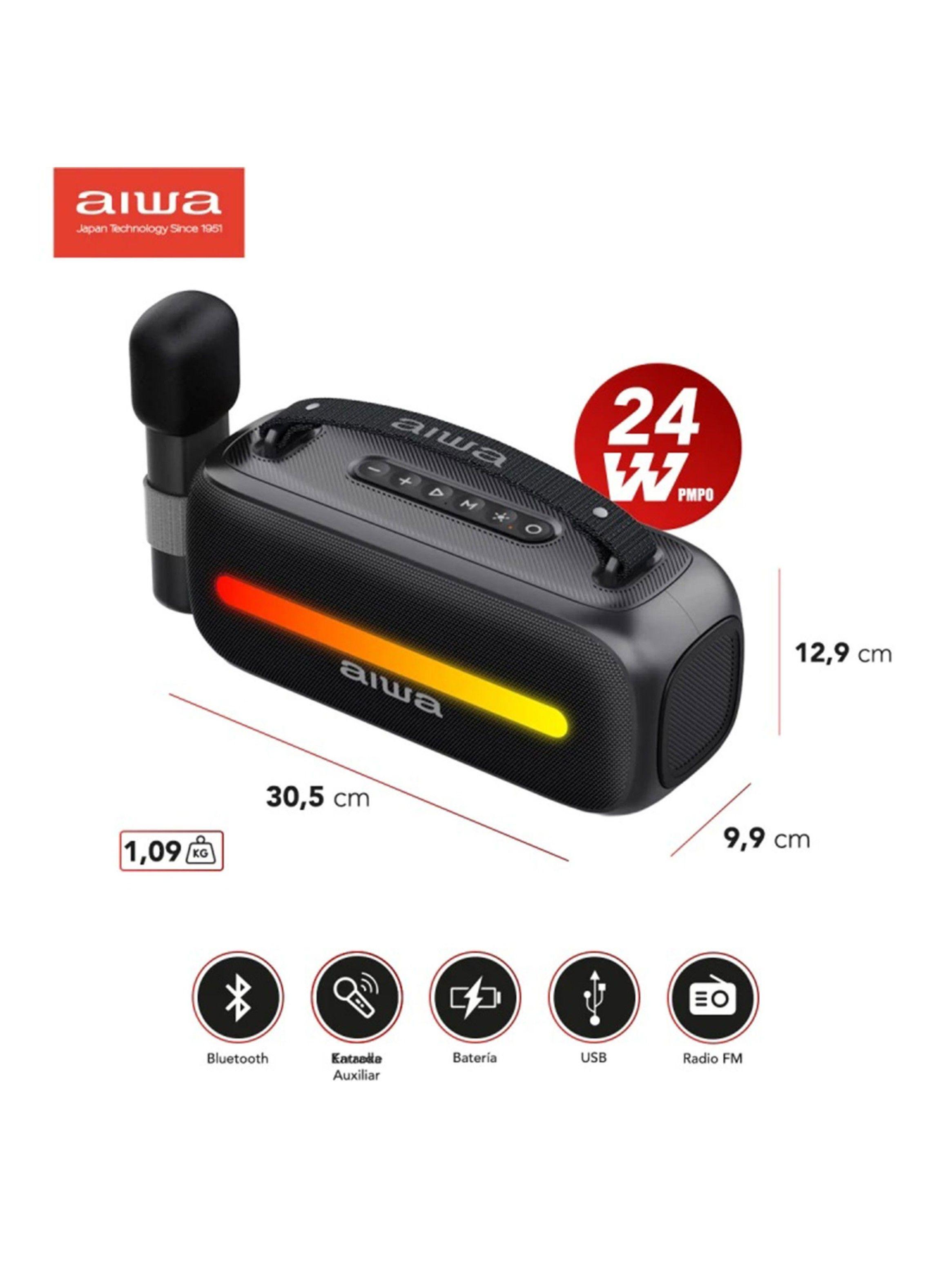 Parlante Bluetooth Aiwa Portátil Con Karaoke Aws-s40bt Negro-4