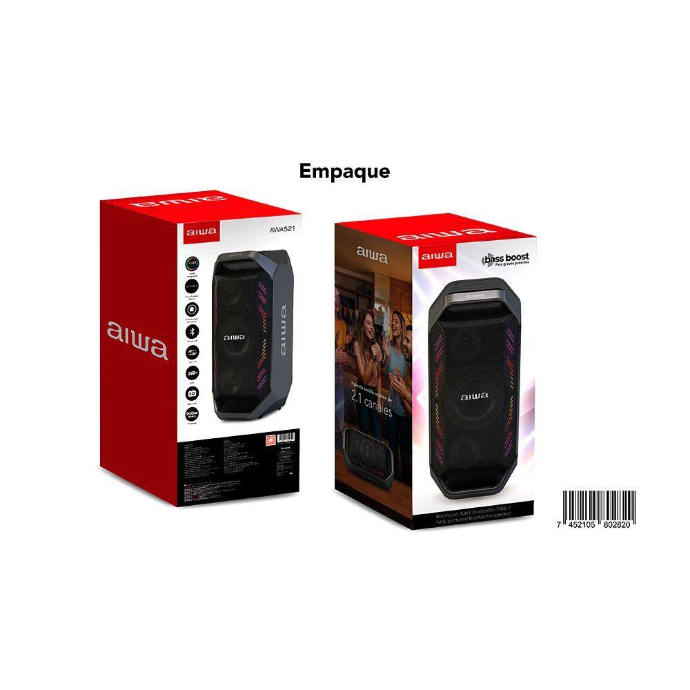 Parlante Portatil Bluetooth Aiwa 90w Con Radio Fm Aw a521-8