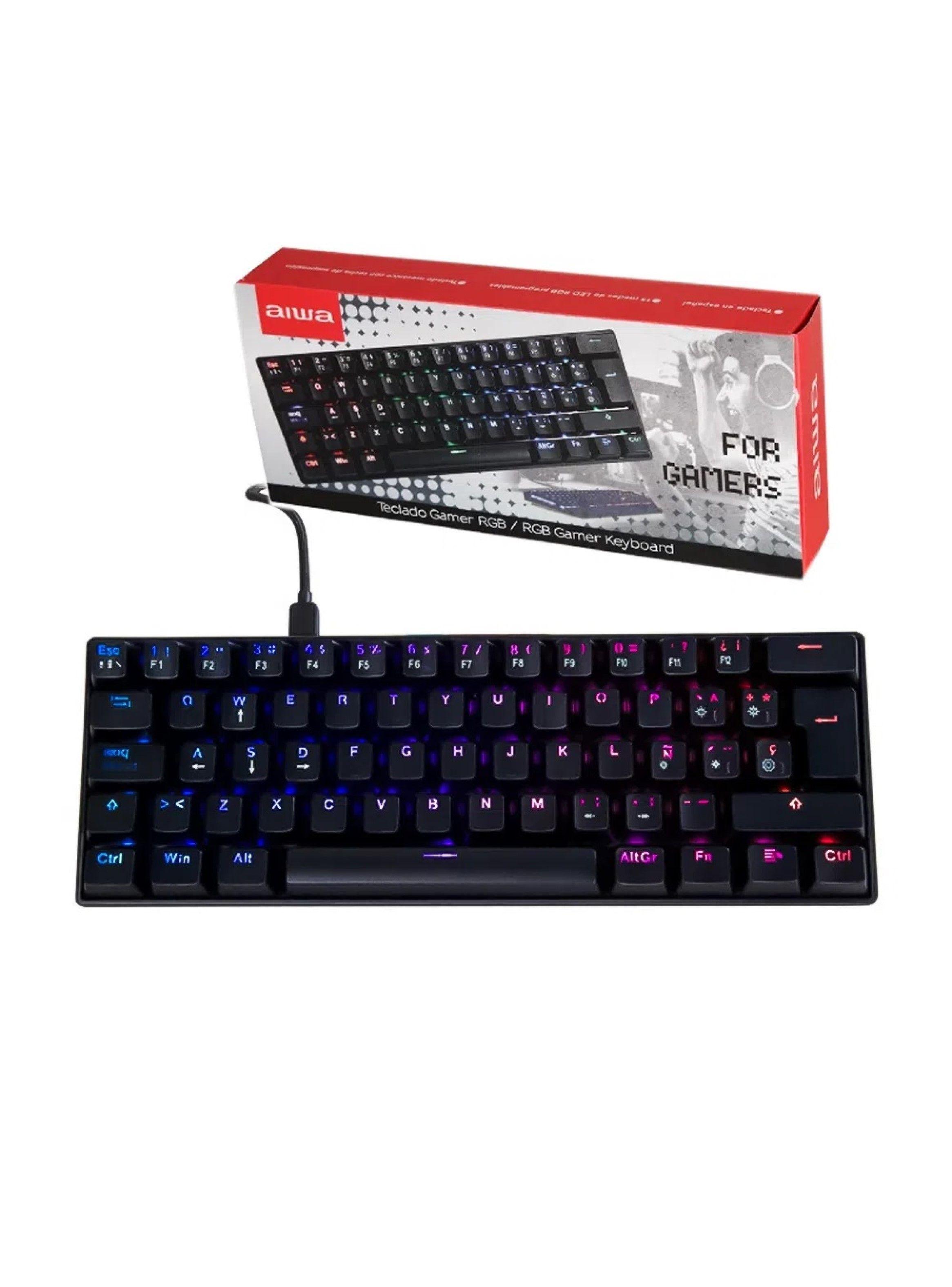 Teclado mecánico gamer gk100 luz led RGB aiwa -1