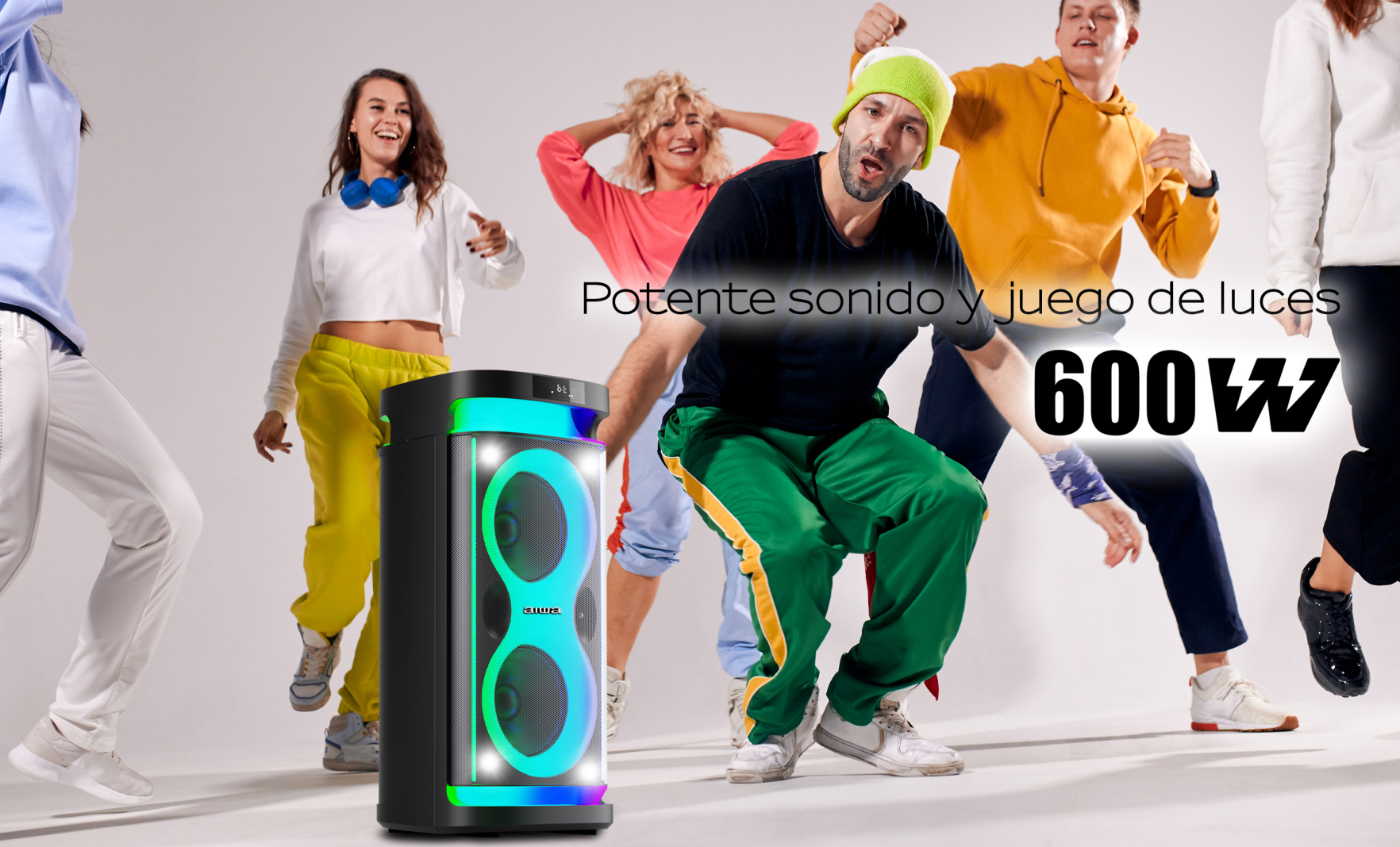 Parlante Bluetooth Portatil Aiwa Karaoke Tws Led Aw-poh4d-4