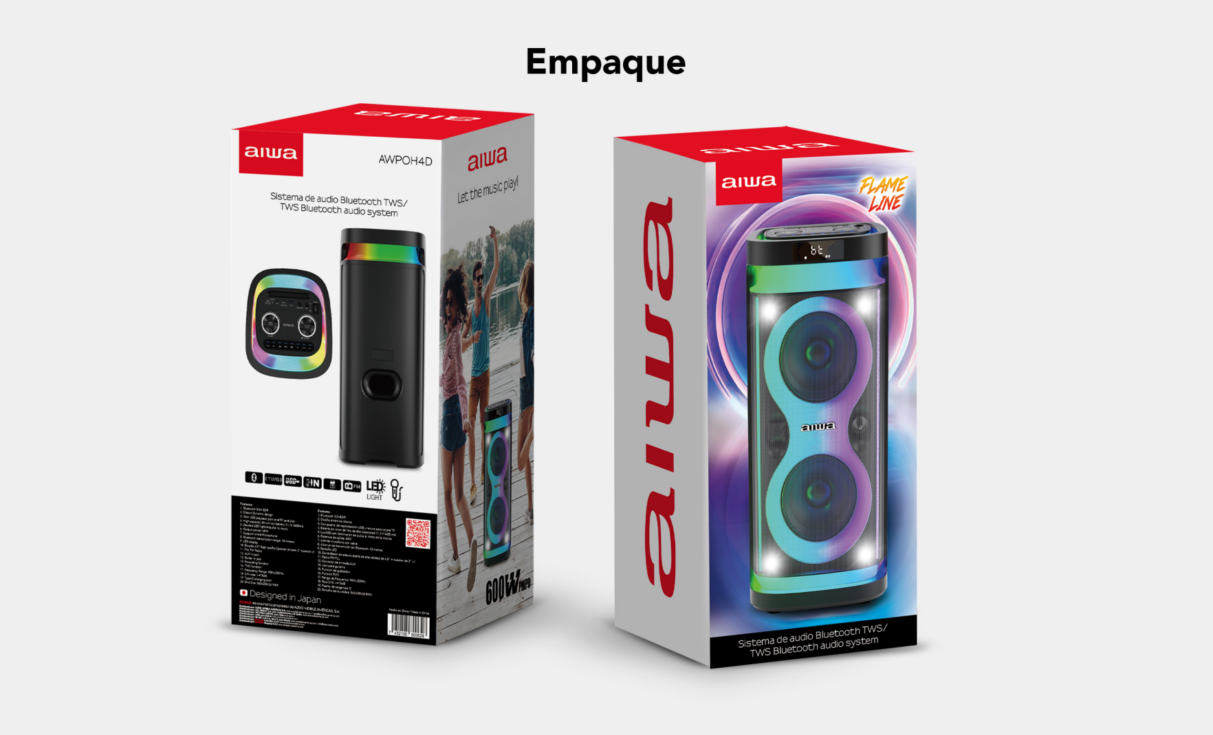 Parlante Bluetooth Portatil Aiwa Karaoke Tws Led Aw-poh4d-7