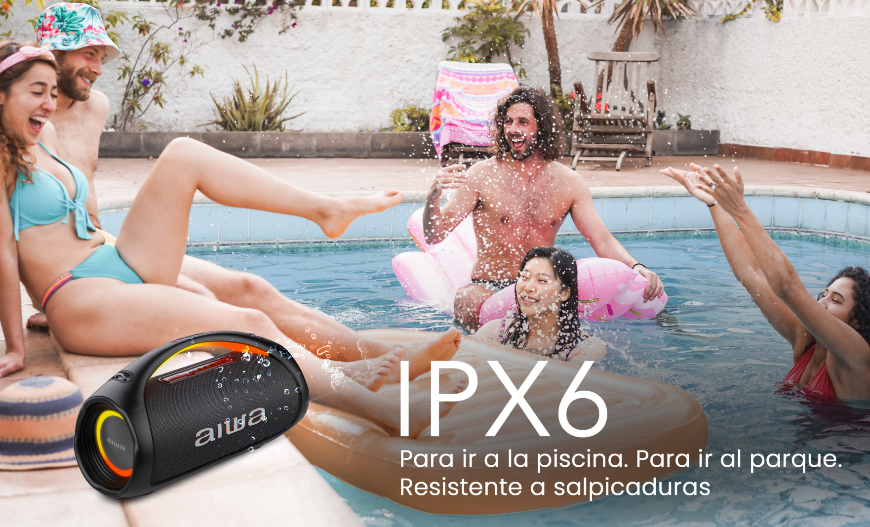Parlante Portatil Bluetooth Aiwa Ipx6 Con Tws 110w Aw-s544bt-5