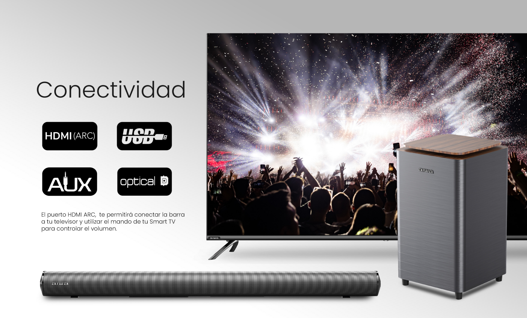 Home Theaters Soundbar Subwoofer Bluetooth Aiwa Aw-sbh23ww -3