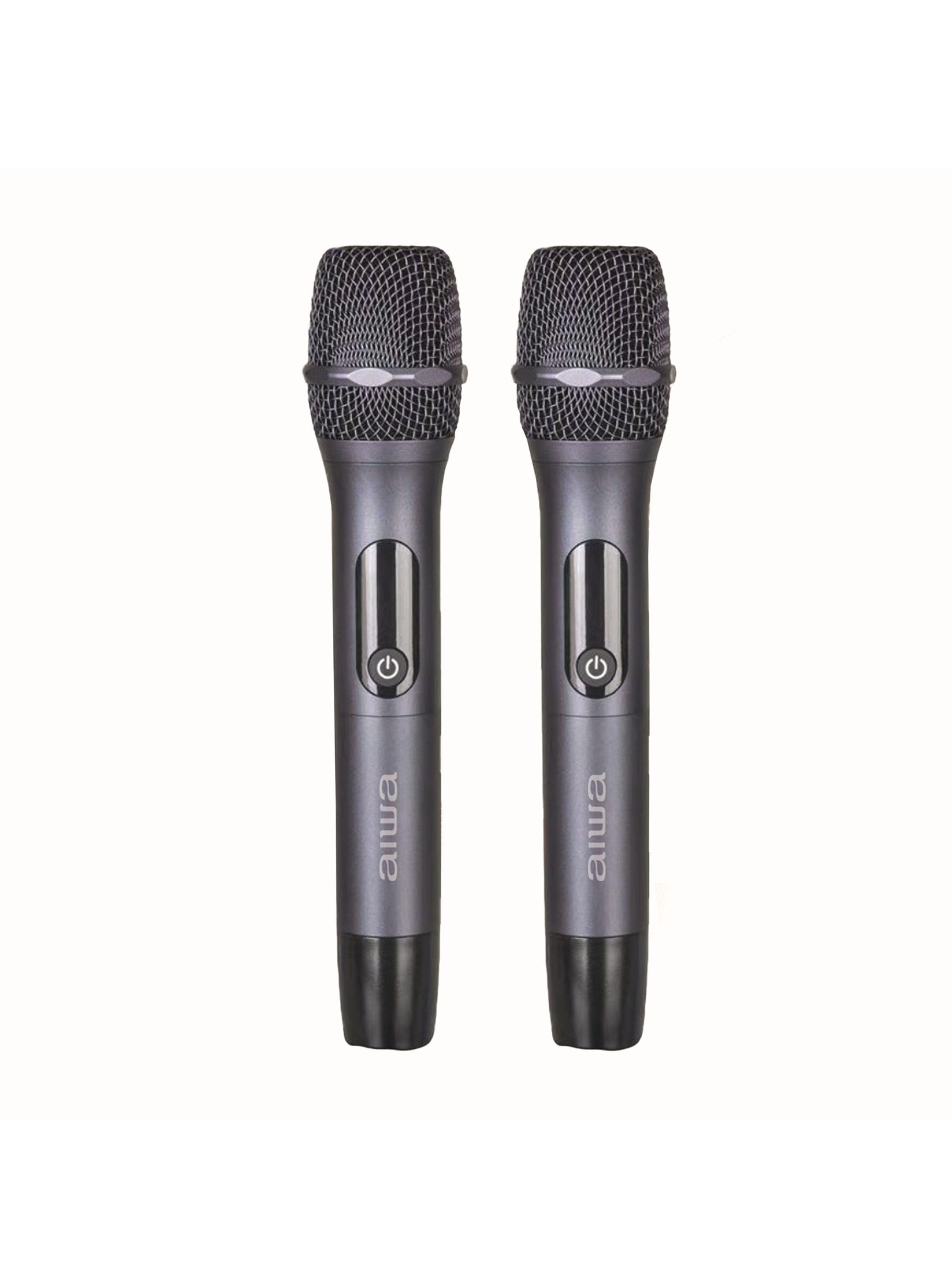 Microfonos Pack X2 Inalambricos Aiwa Metalicos Aw mk108-0