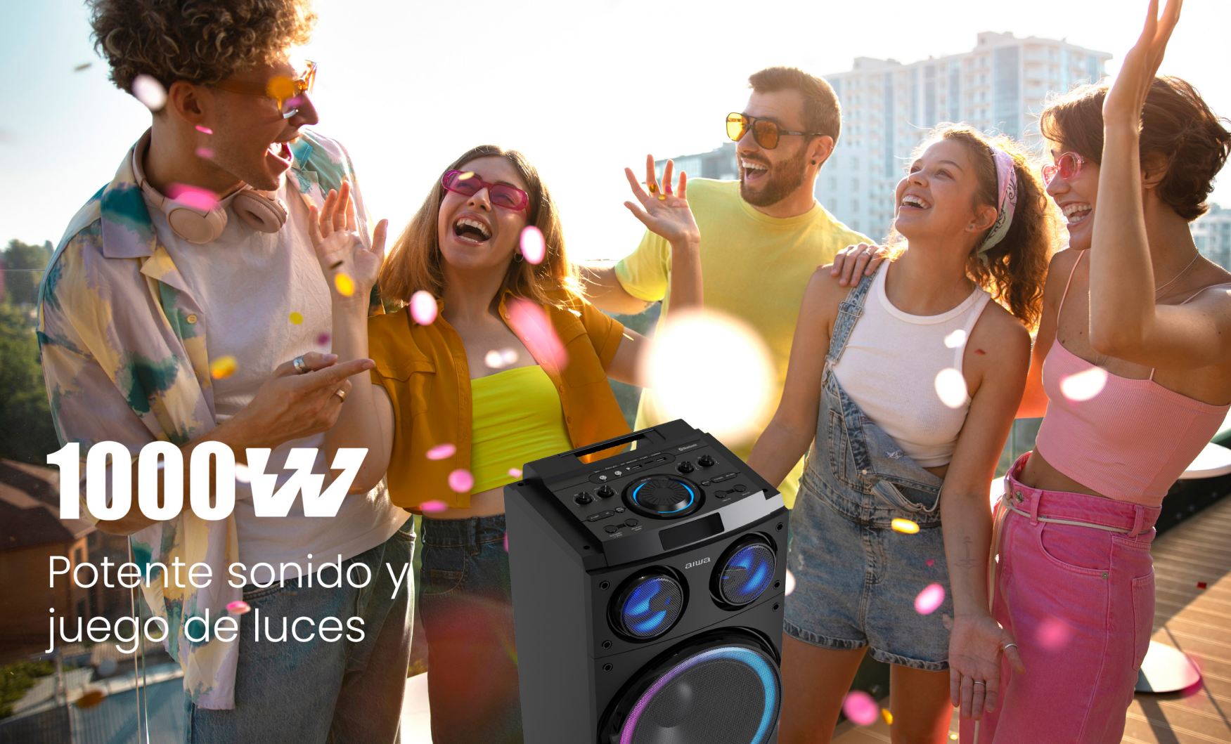 Parlante Karaoke Bluetooth Radio Fm Aiwa 50w X2 Aw-poc14-3