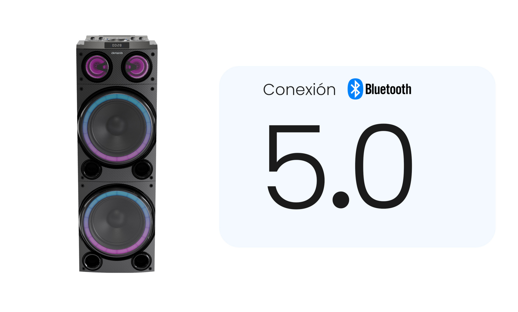 Parlante Karaoke Bluetooth Radio Fm Aiwa 50w X2 Aw-poc14-4