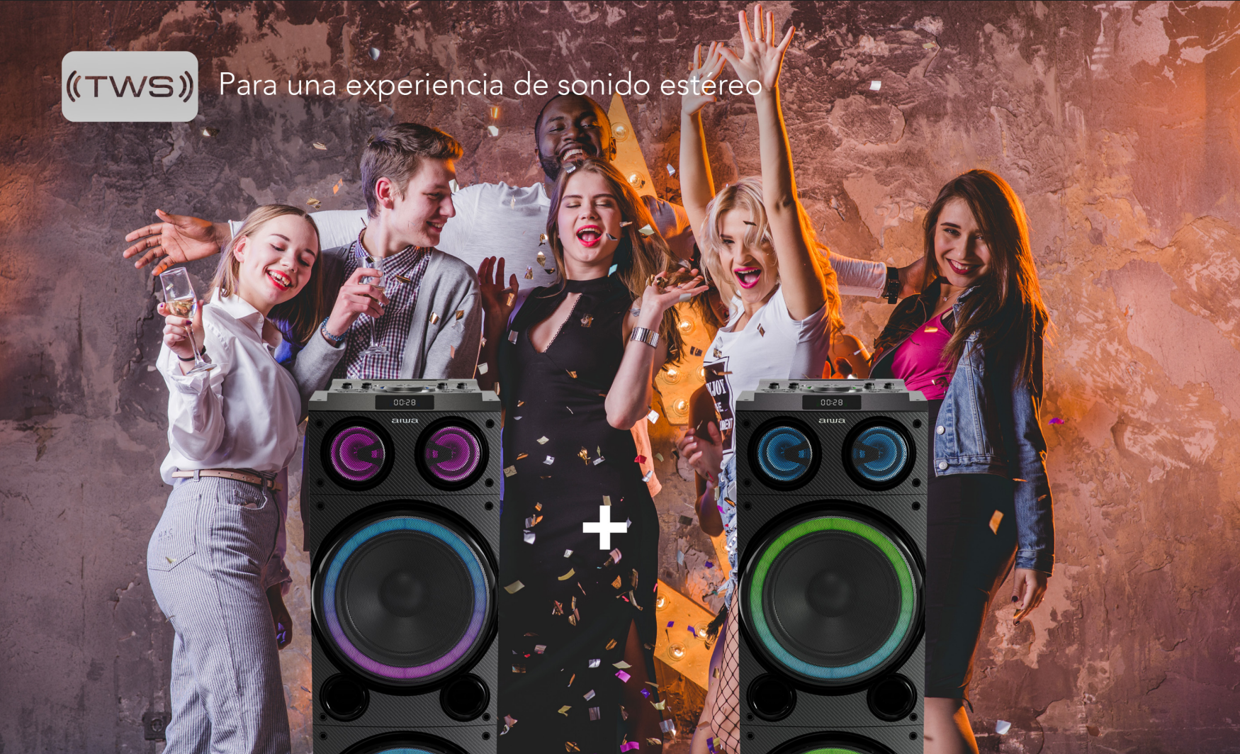 Parlante Karaoke Bluetooth Radio Fm Aiwa 50w X2 Aw-poc14-7