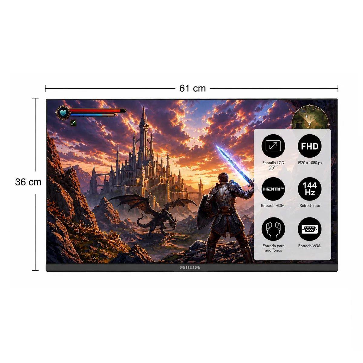 Monitor Gamer Aiwa 144hz Pantalla Lcd 27 Fhd Aw mk27-2