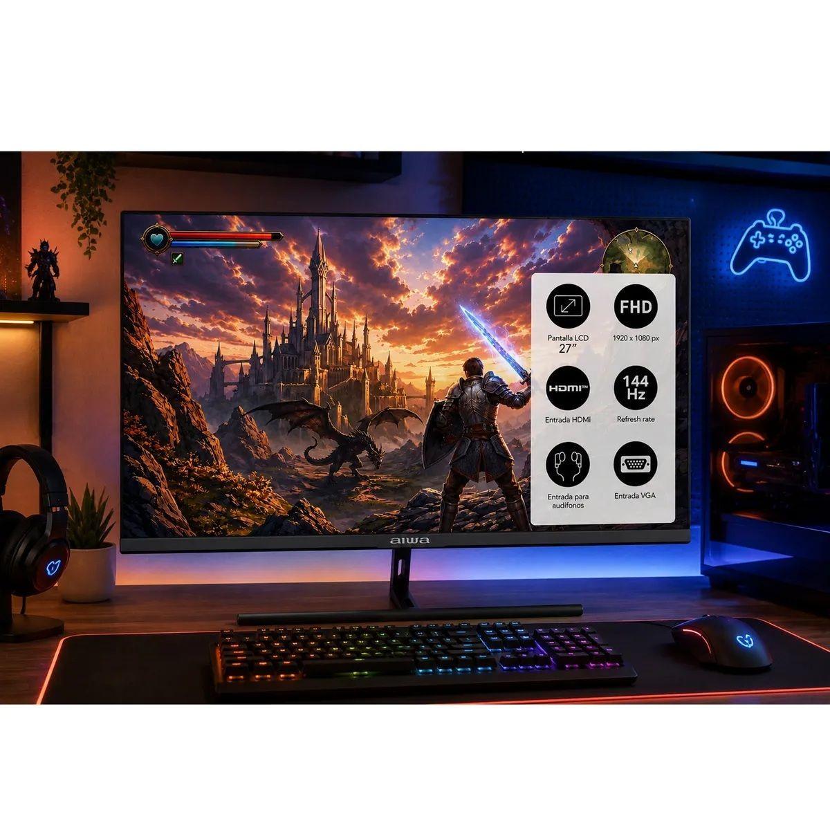 Monitor Gamer Aiwa 144hz Pantalla Lcd 27 Fhd Aw mk27-3