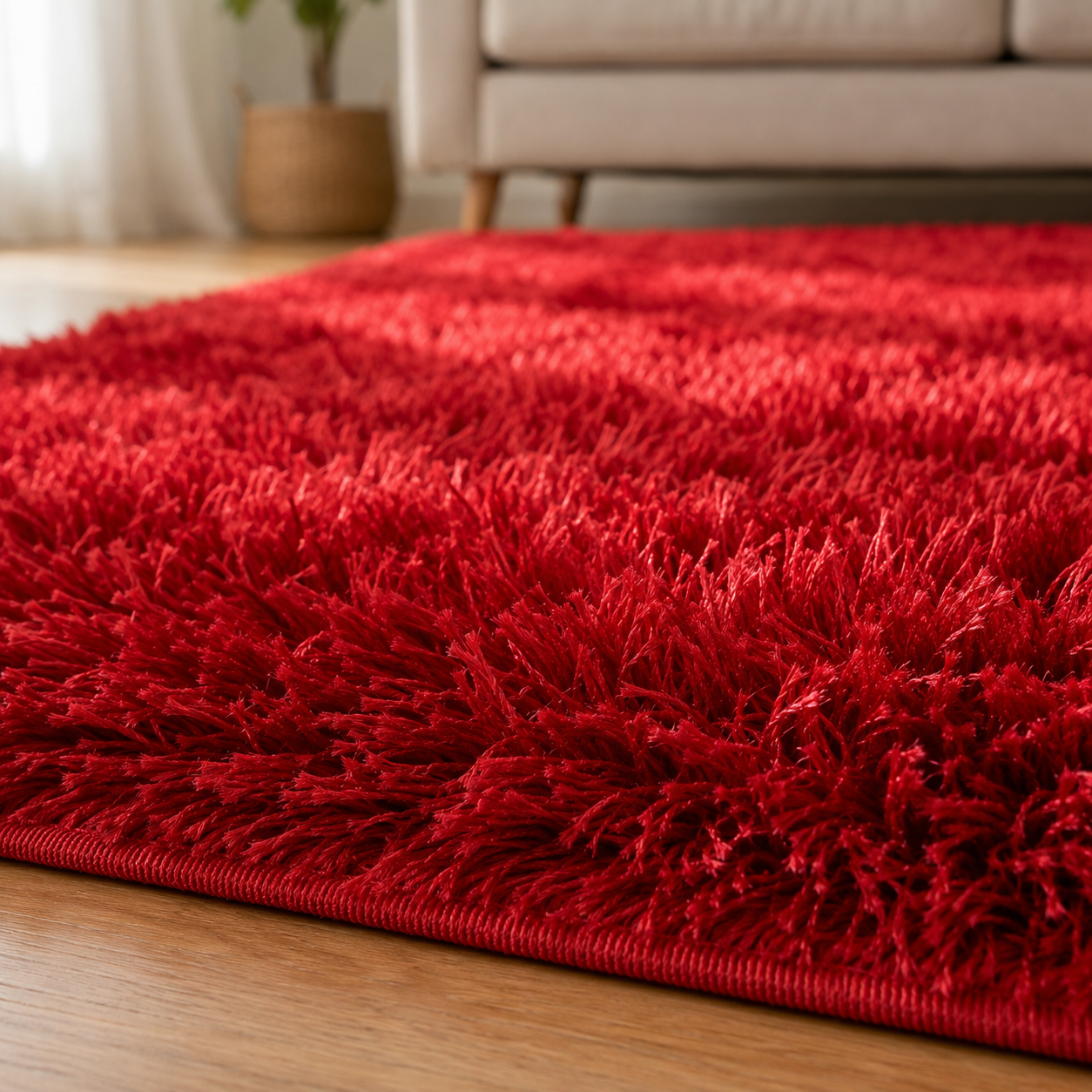 Alfombra Shaggy Roja 150x200 cm Suave Antideslizante 026 Versátil-5