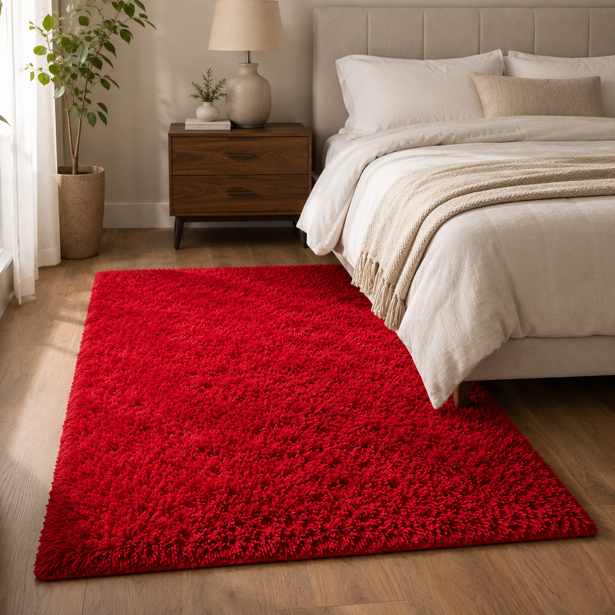 Alfombra Shaggy Roja 150x200 cm Suave Antideslizante 026 Versátil-7