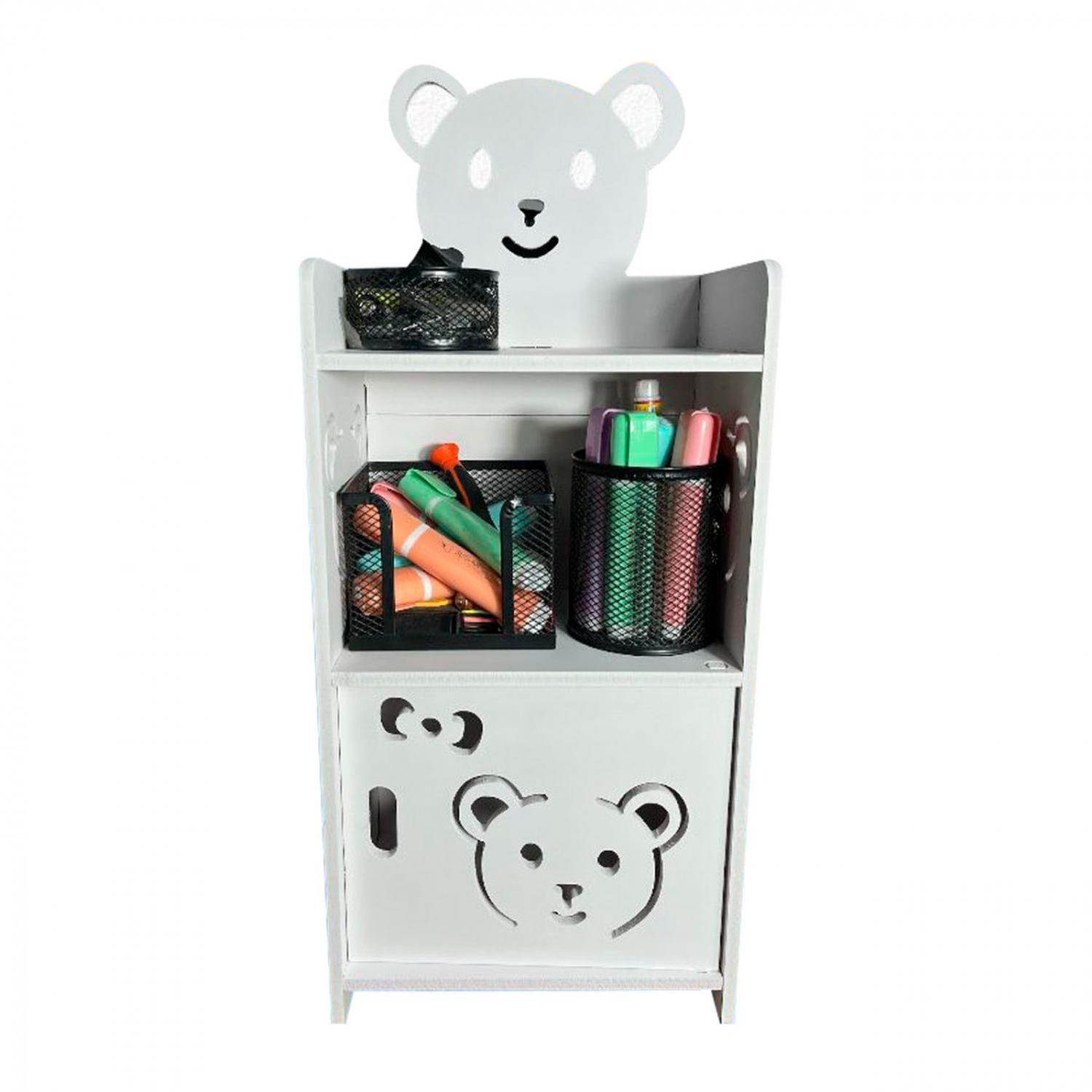 Mueble estante 3 niveles Blanco con Diseño de Osito - 50cm de Alto-1