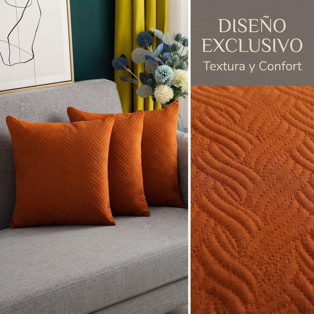 Pack 3 Fundas Decorativas Plush Naranjo Texturizada 45x45 cm 046-6