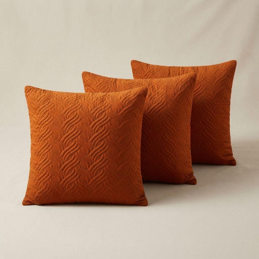 Pack 3 Fundas Decorativas Plush Naranjo Texturizada 45x45 cm 046-7