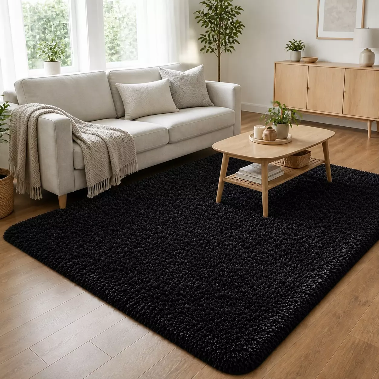 Alfombra Shaggy Pelo Medio 180×200 Antideslizante 026-0