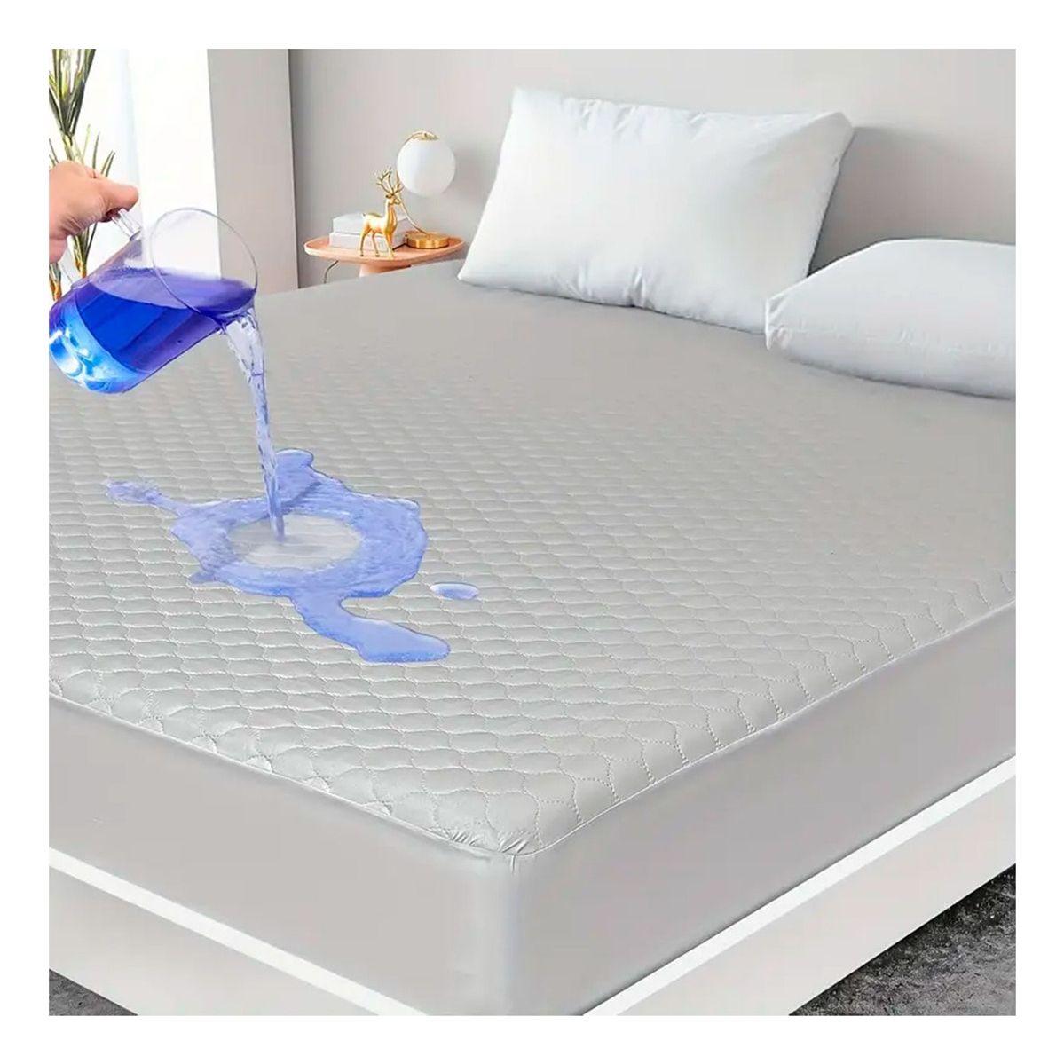 Cubrecolchón Impermeable Queen | Protección Total Gris 2.0 Plazas-2