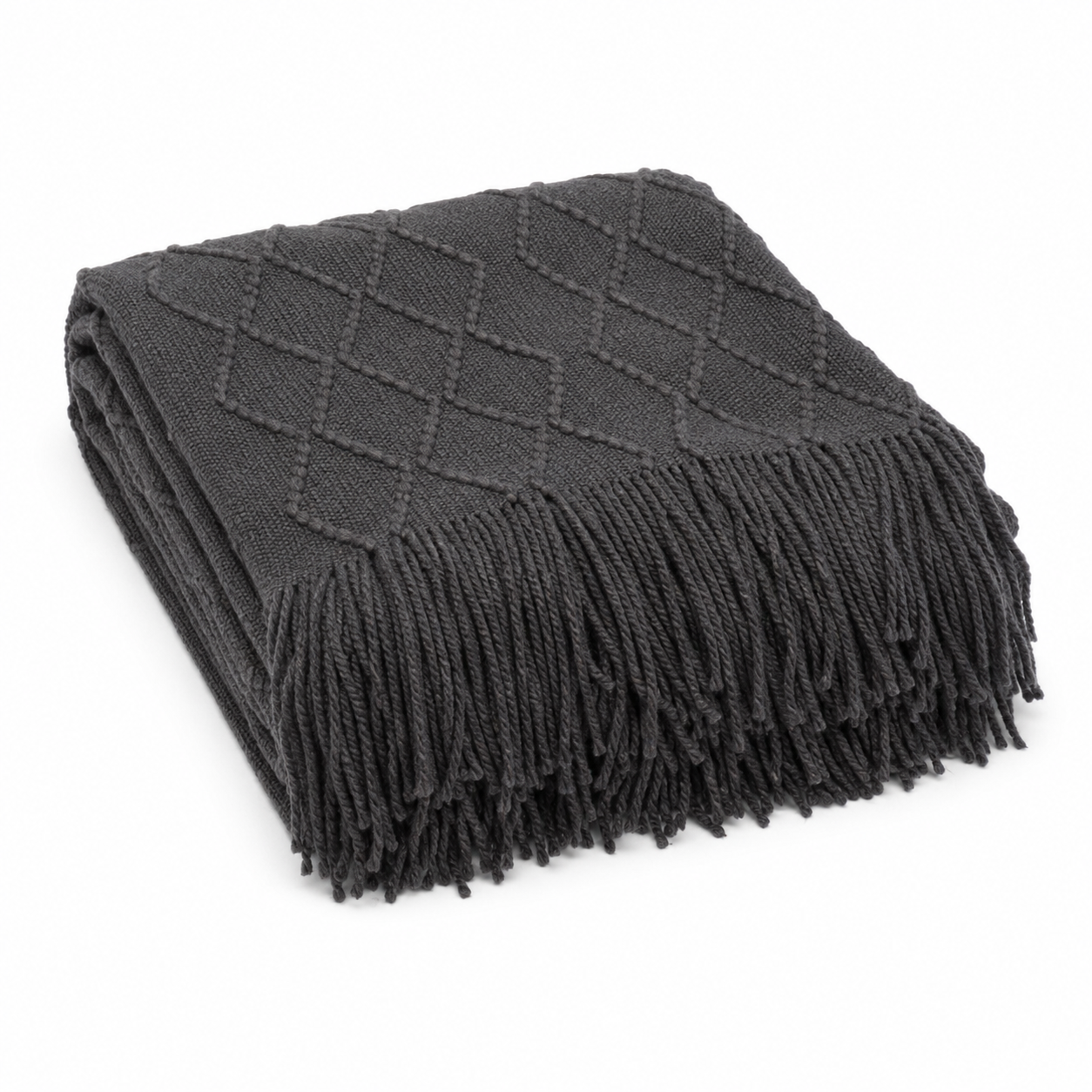 Manta Gris Oscuro Liviana Decorativa Para Cama Y Sillón 012 Diseño Moderno-5