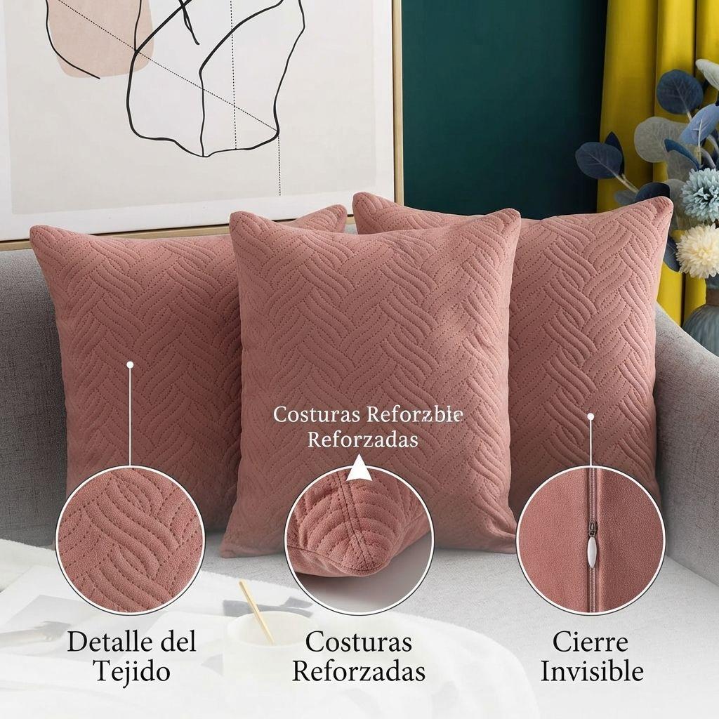 Funda Decorativa Plush Rosa Texturizada Pack de 3 046 Versátil-2