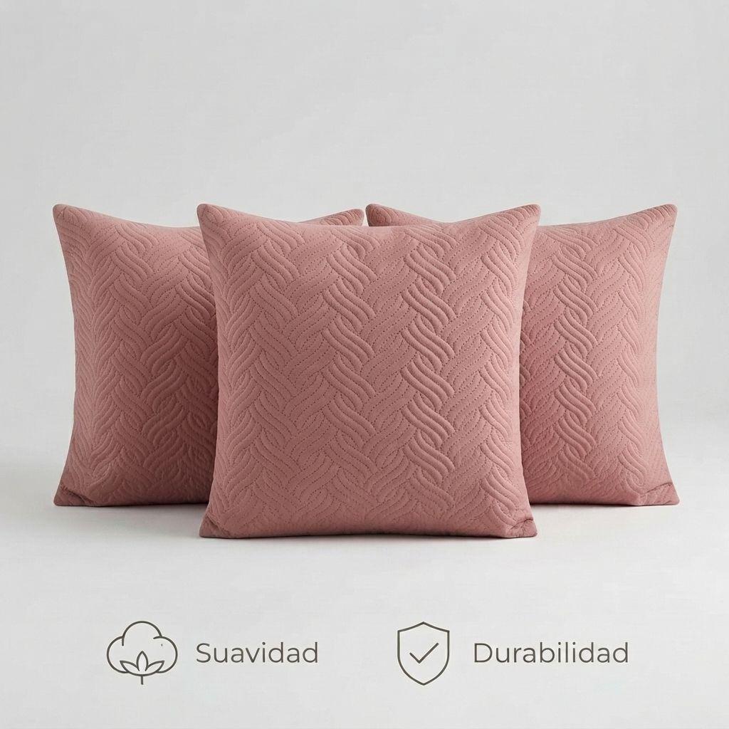 Funda Decorativa Plush Rosa Texturizada Pack de 3 046 Versátil-4