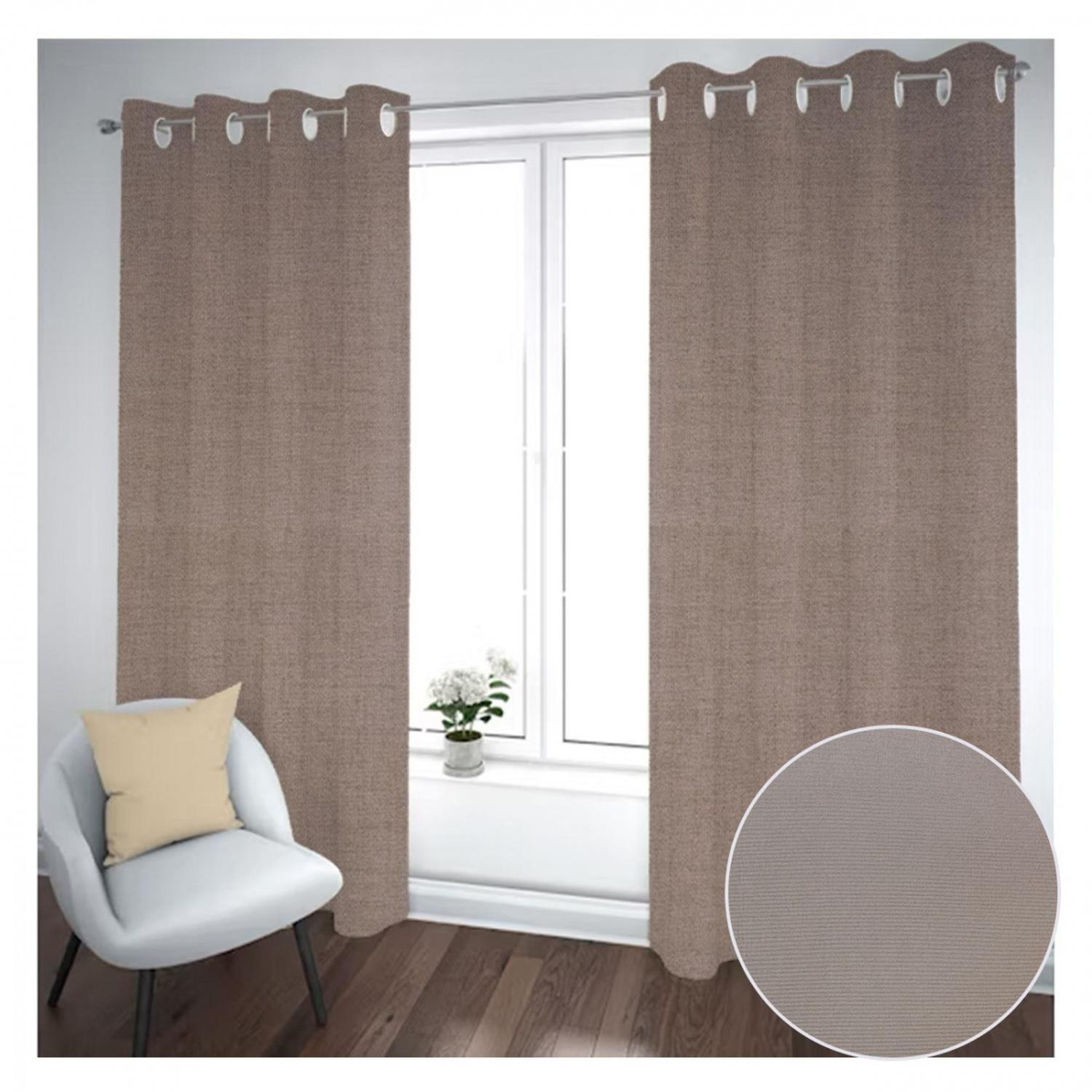 Cortina Black Out 2 Paños Decorativa Color Café N°39 (140X230)-0