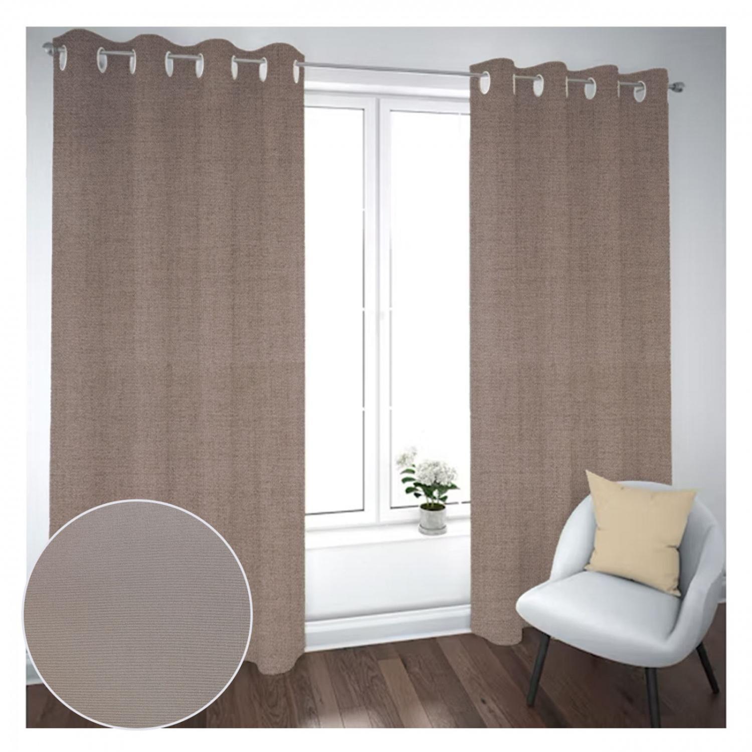 Cortina Black Out 2 Paños Decorativa Color Café N°39 (140X230)-1