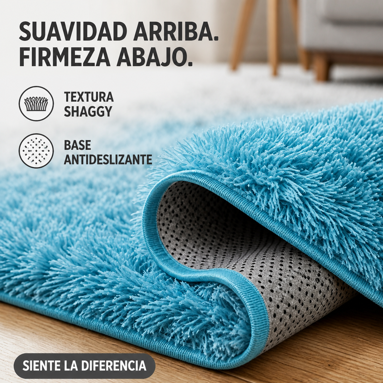 Alfombra 180x200 cm Shaggy Pelo Medio Calipso Armonia Antideslizante 026-7