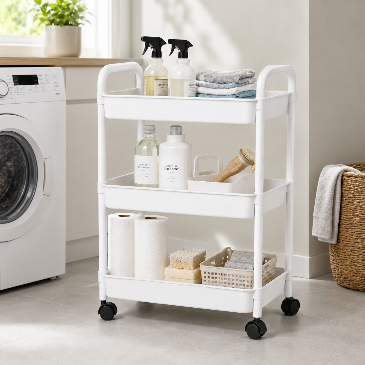 Organizador Con Rueda Utiles Escolares 3 Niveles Blanco Plastico 800-3
