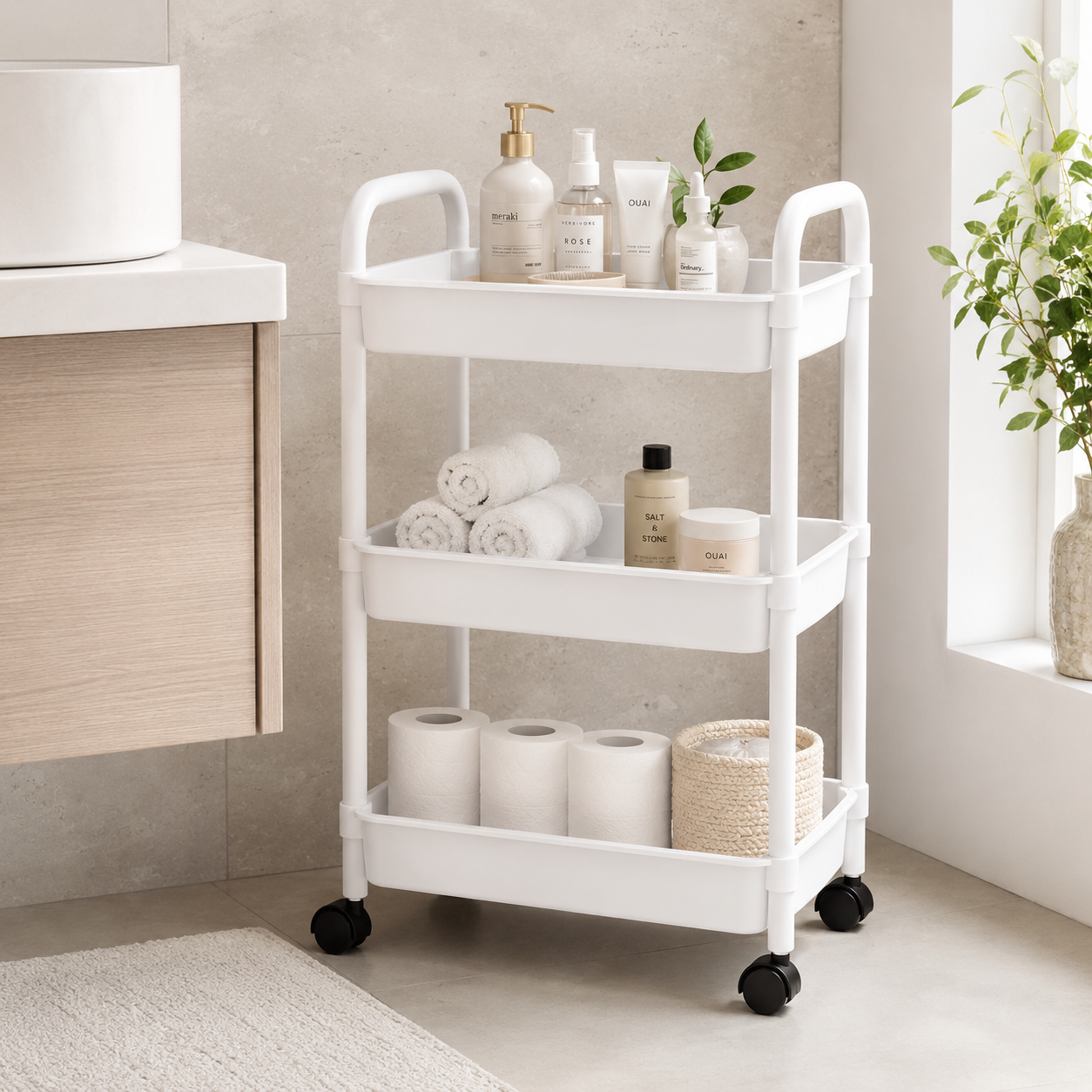 Organizador Con Rueda Utiles Escolares 3 Niveles Blanco Plastico 800-4