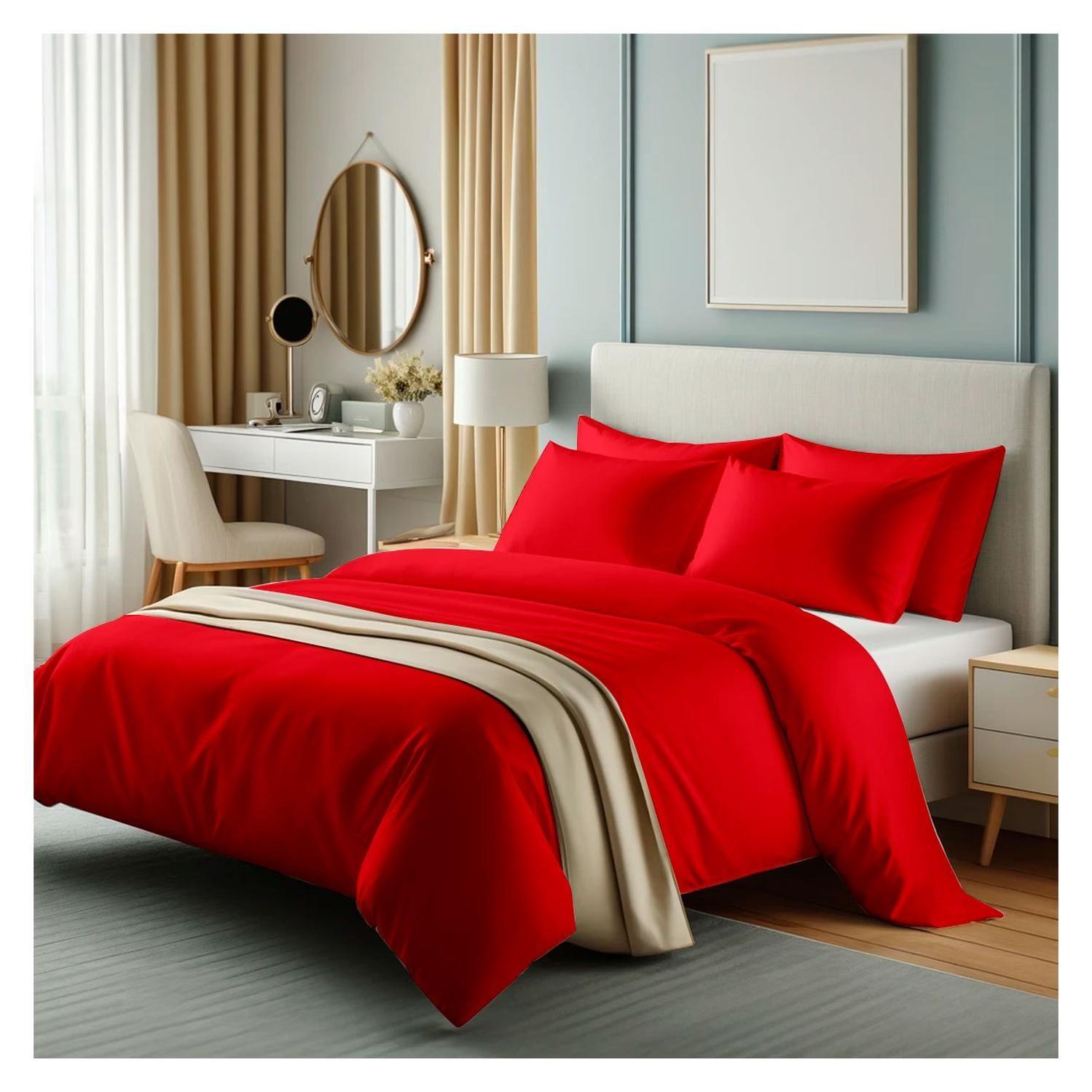 Sábanas 3000 Hilos 1.5 plazas Diseño Americano Rojo-1