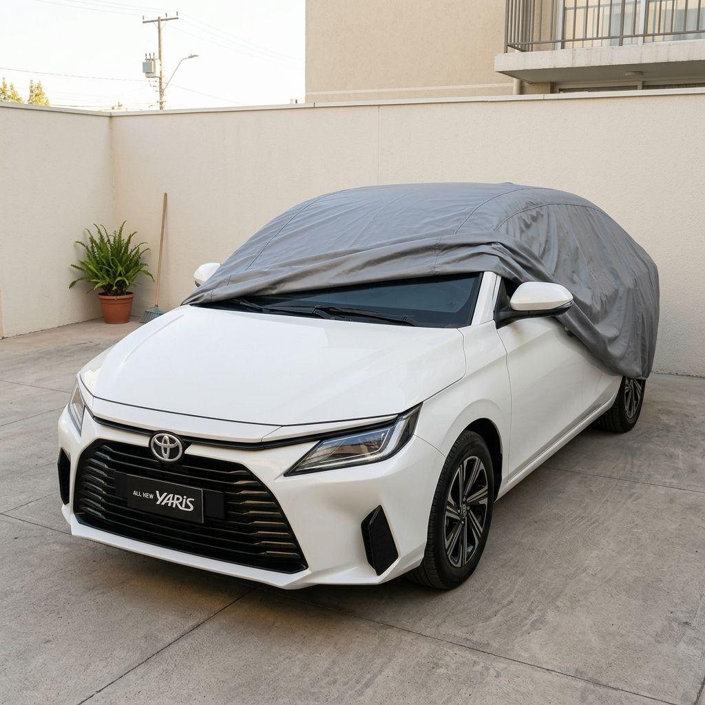Funda Cubre Auto Gris Plomo Protectora  Calidad - Yaris Sedan-0