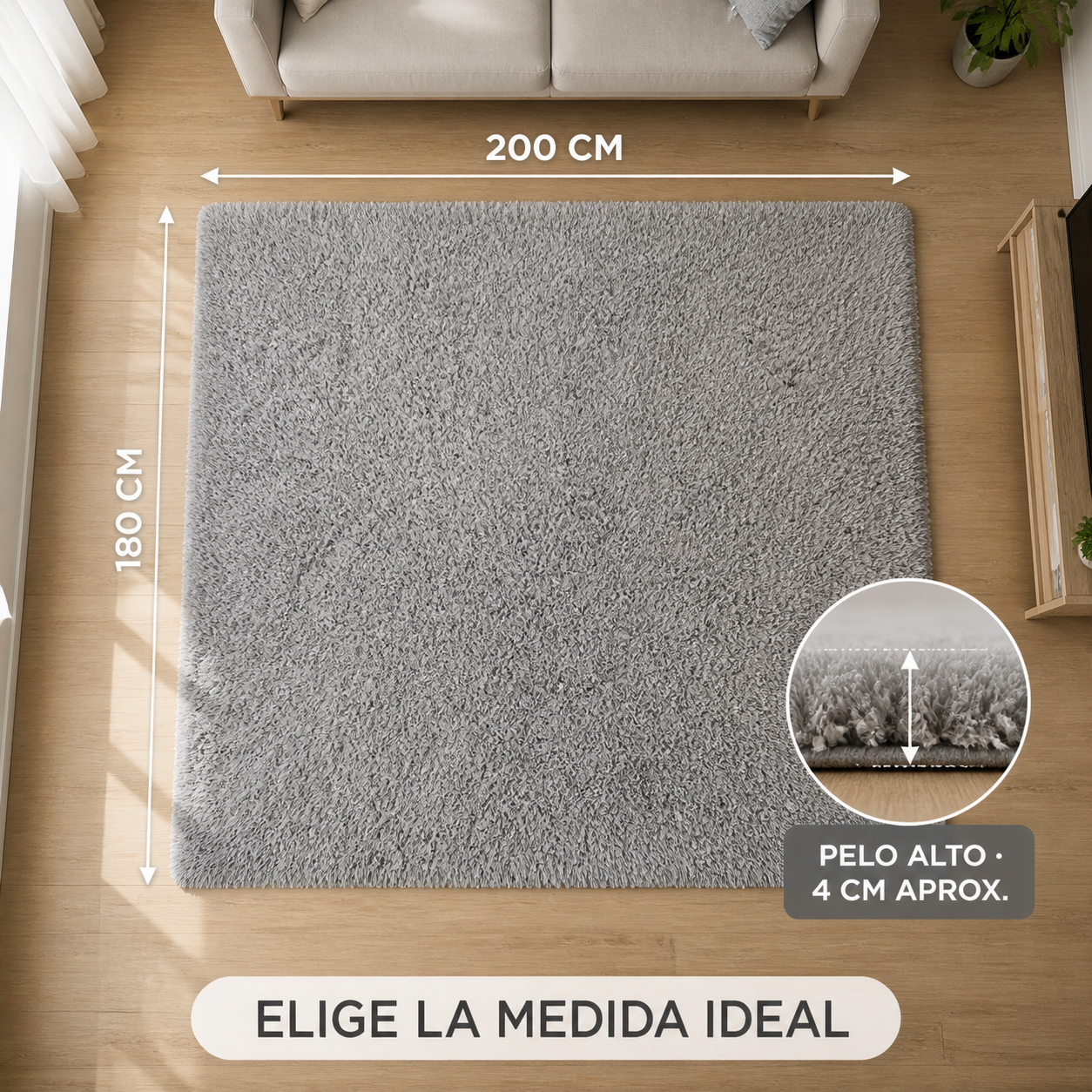 Alfombra Decorativa Shaggy 180x200 cm Modelo 026 Armonia-6
