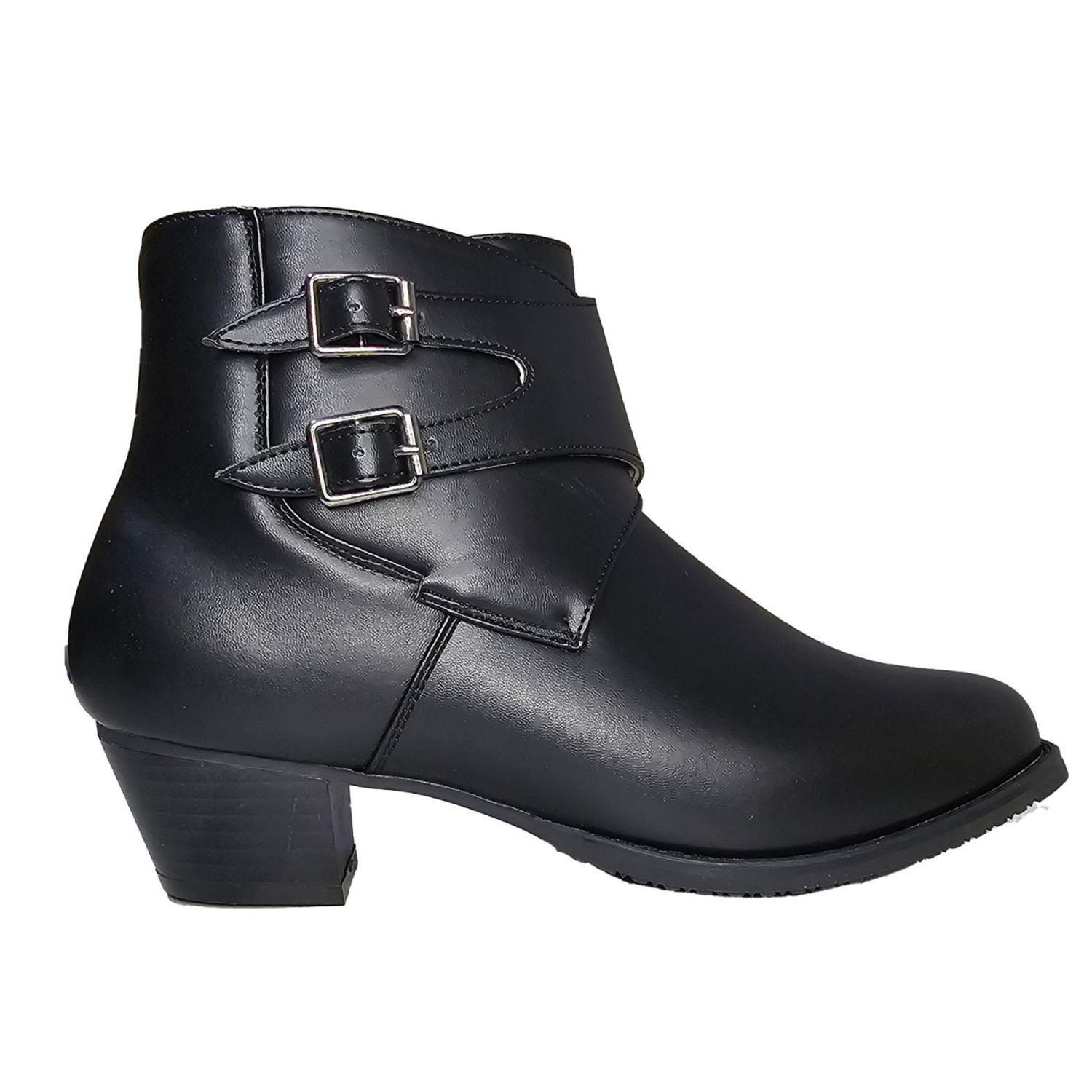 Botín de Huaso para Hombre 7599 Negro con Hebillas y Tacón Bajo-0