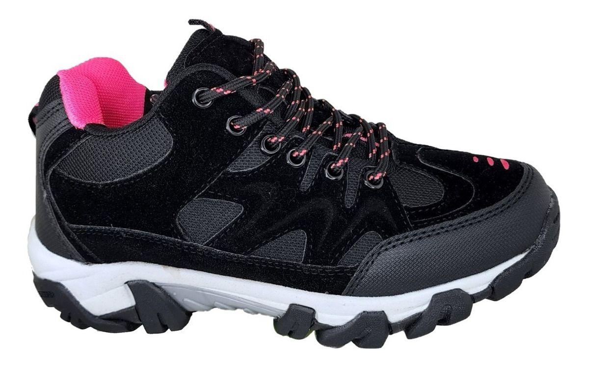 Zapatilla Outdoor De Mujer Temporada Invierno Negro Fucsia - 3133-1