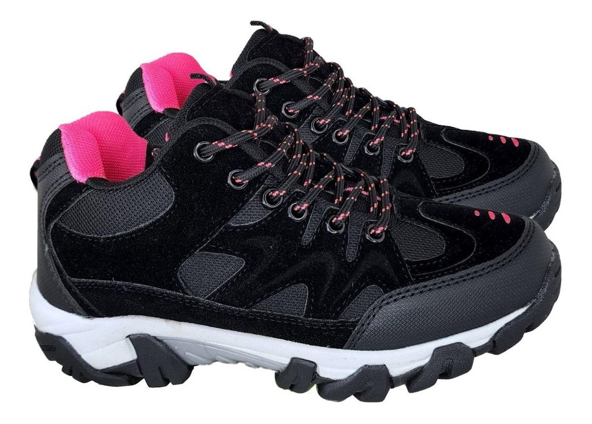 Zapatilla Outdoor De Mujer Temporada Invierno Negro Fucsia - 3133-2
