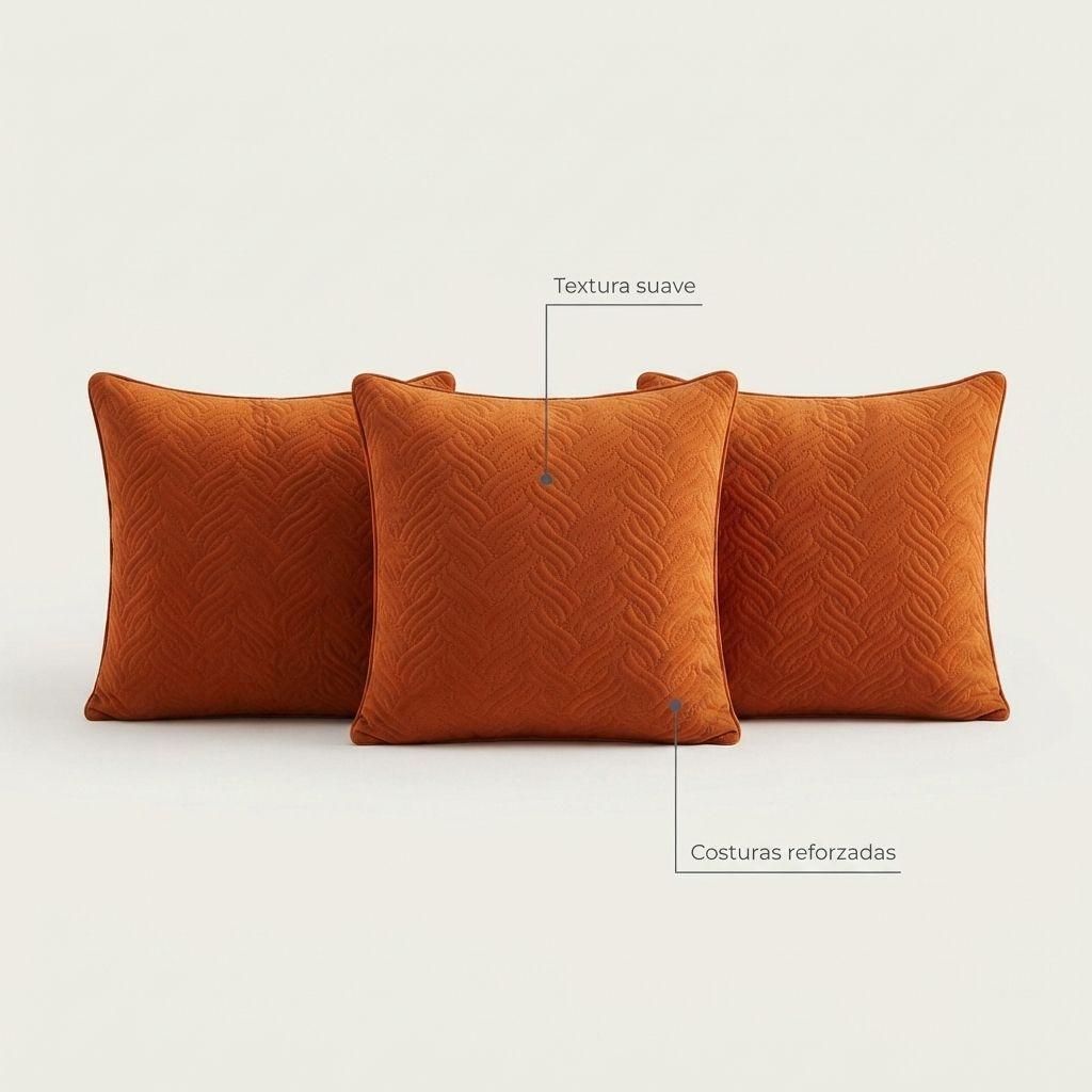 Funda Decorativa Plush Naranjo Texturizada Pack de 3 Modelo 046-5