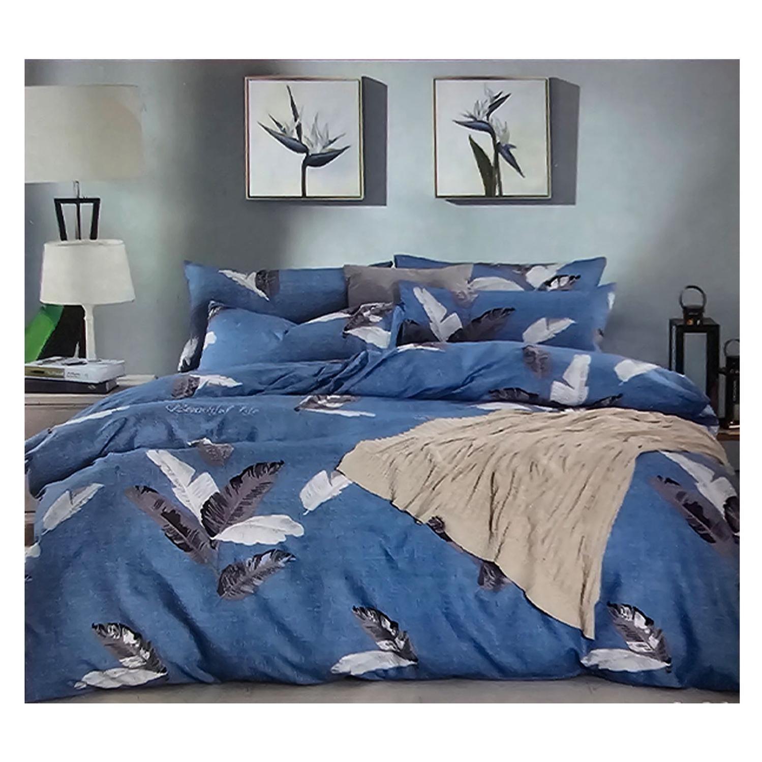 Sabana 800 Hilos 2.0 Plazas Estilo Americano Celeste Pluma-1