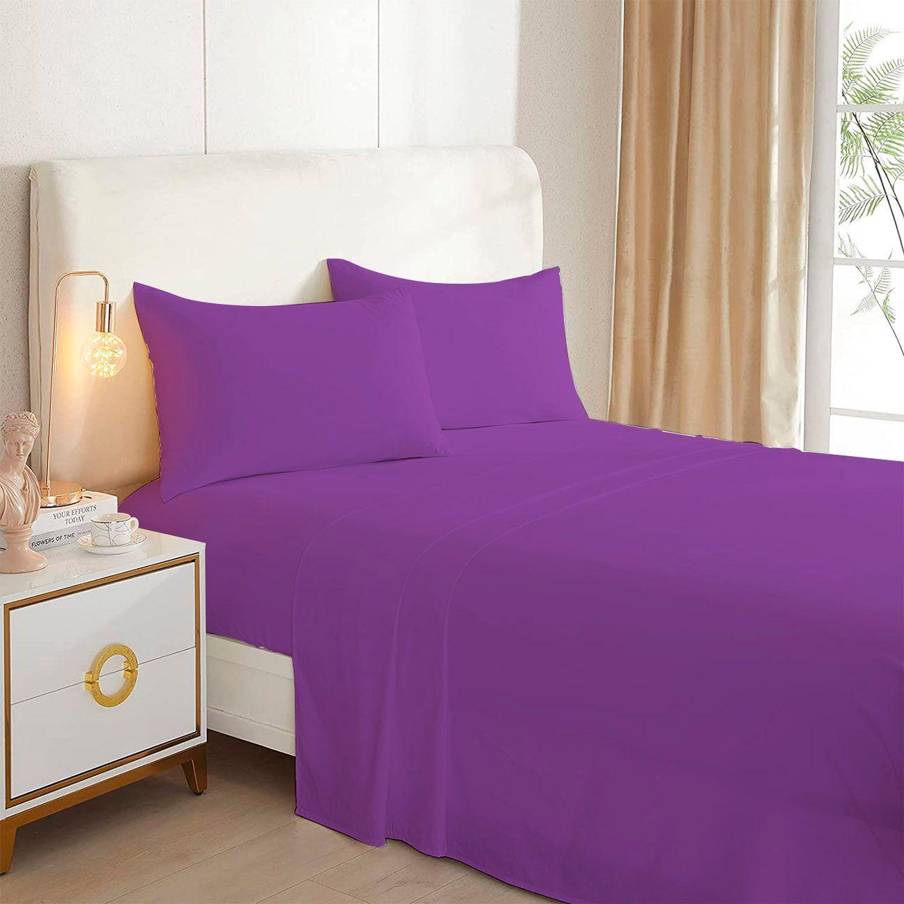 Juego de sabanas Morado 2.0 Plazas Excelente Calidad-0