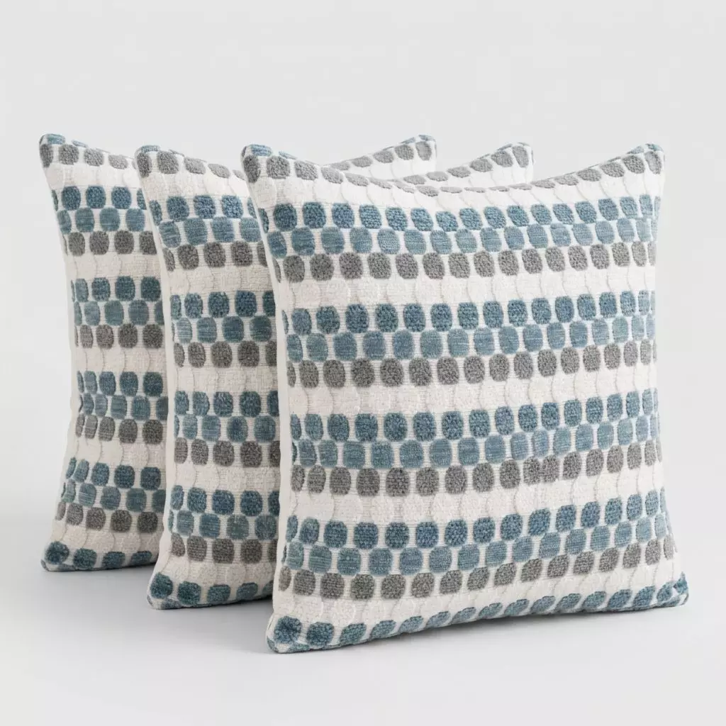 Pack 3 Fundas Cojín Geométrico Texturado Azul Poliéster Cuadrada 45 cm 012-6
