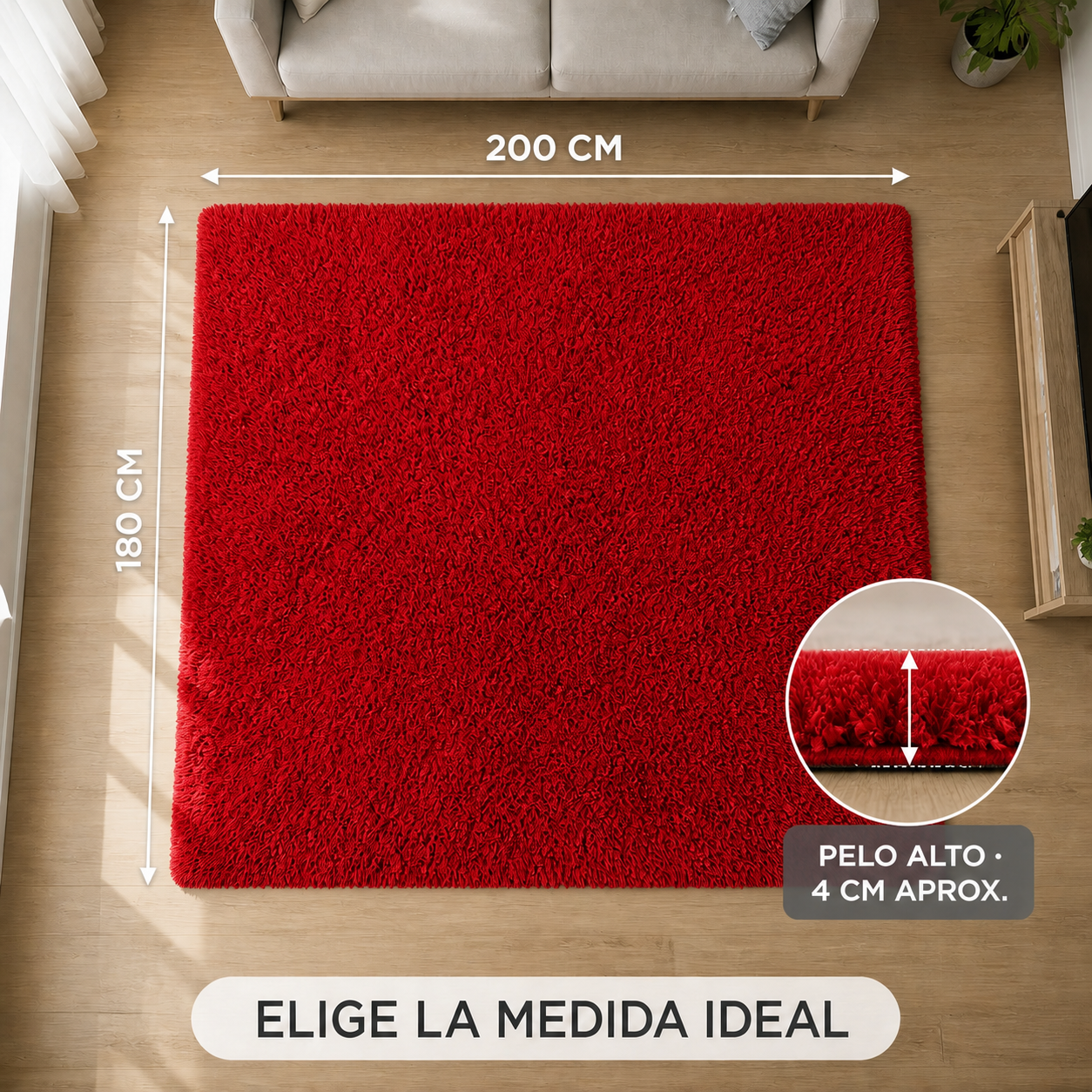 Alfombra Shaggy Pelo Medio 180×200 Antideslizante 026 Diseño Moderno-6