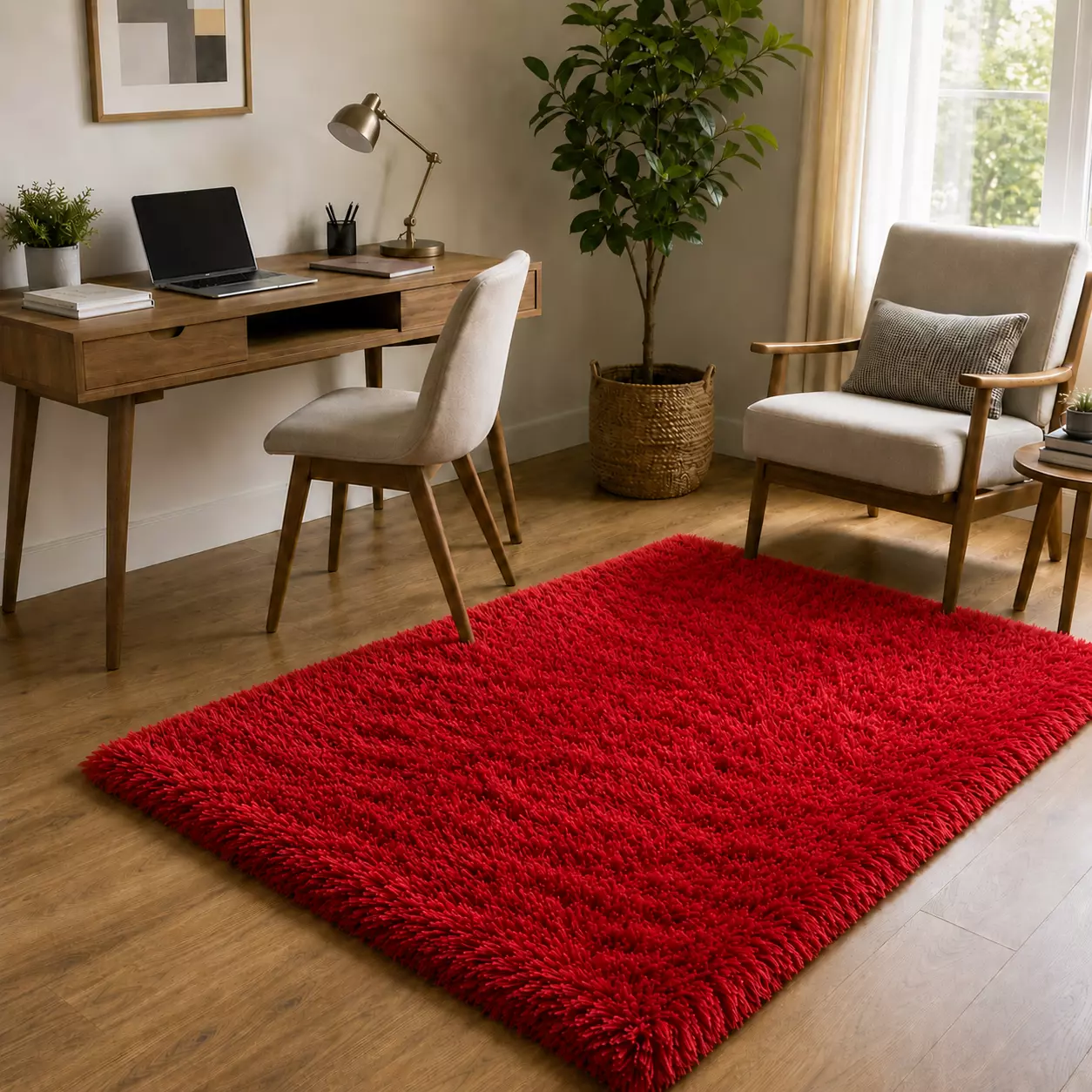 Alfombra Decorativa Peluda Roja 150x200 cm para Interior Armonia 026-0