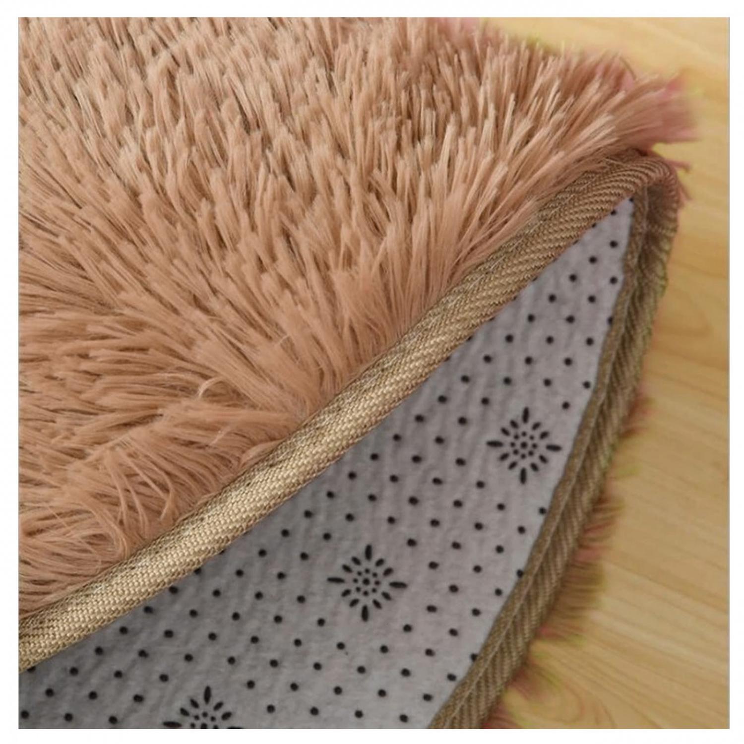 Bajada De Cama Alfombra peluda Forma De Corazon Colores-2