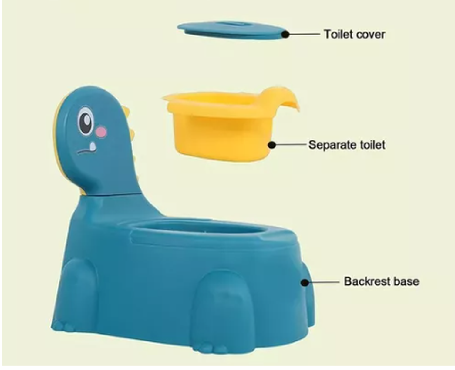 Bacinica Infantil Diseño Dinosaurio - Primer Baño - Turquesa-2