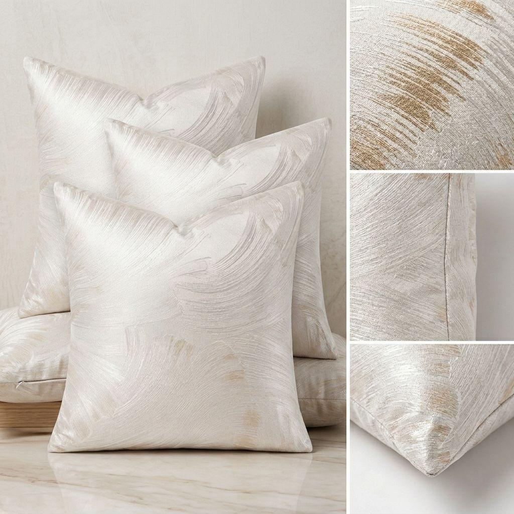 Pack 4 Fundas Satinada Blanco Ondulada 45 cm Decoración Hogar 691-0