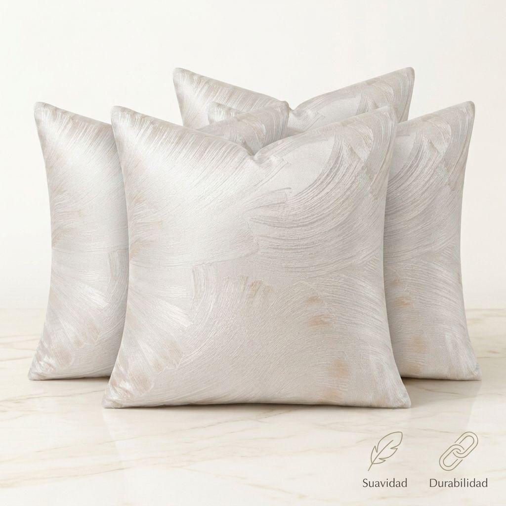 Pack 4 Fundas Satinada Blanco Ondulada 45 cm Decoración Hogar 691-5